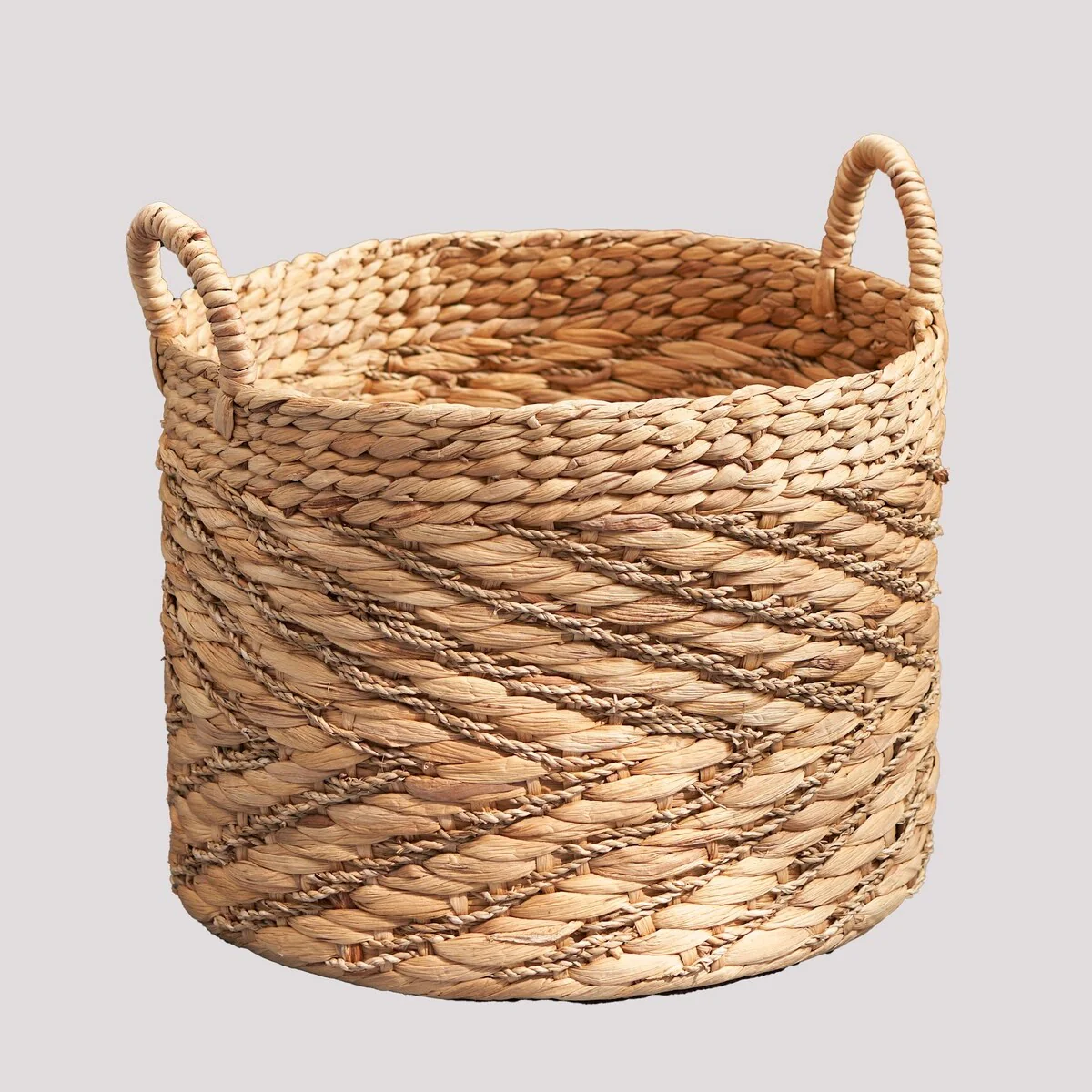 Isidore Round Water Hyacinth Seagrass Woven Basket for Home Storage