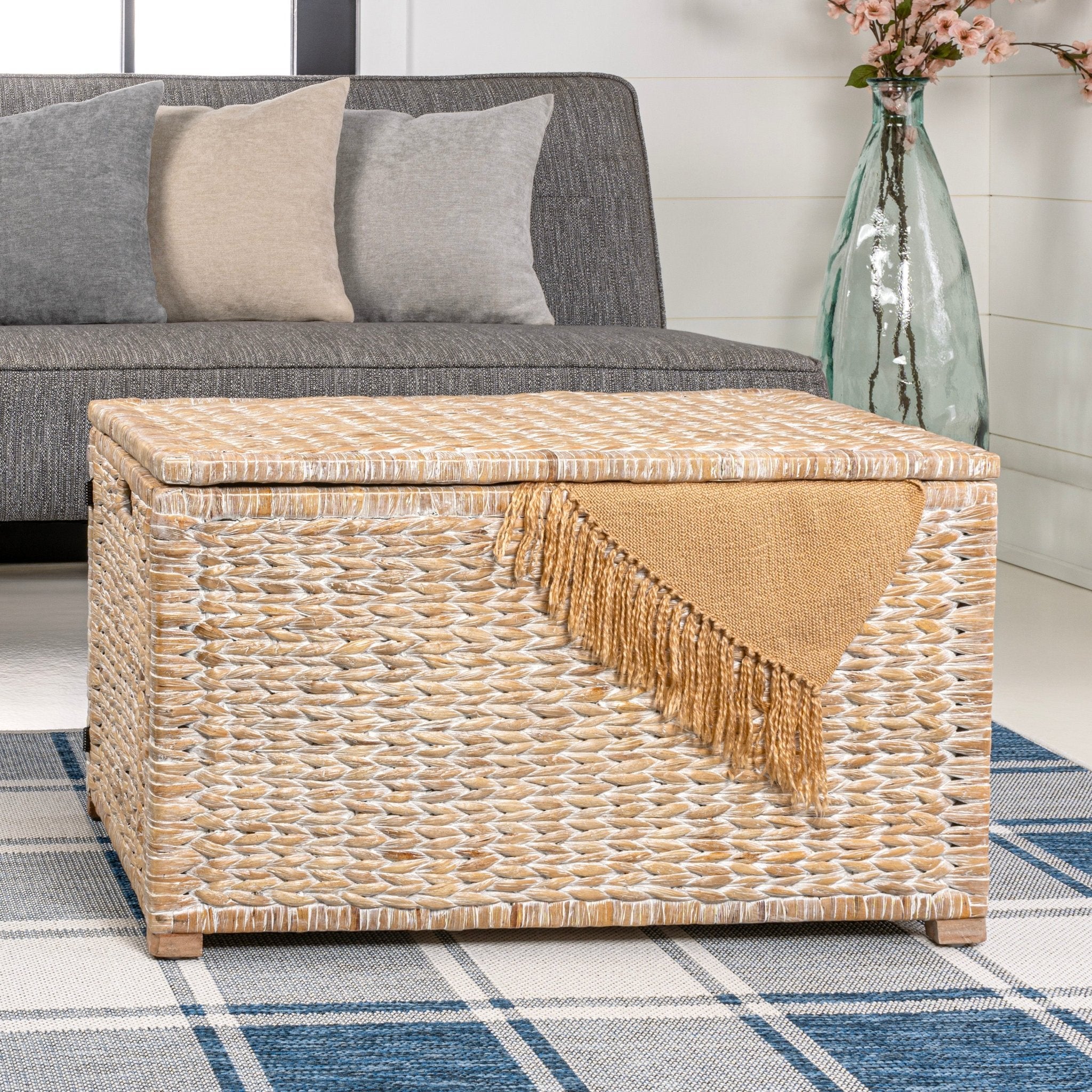 Anada 30 Handwoven Wicker Weave Storage Trunk