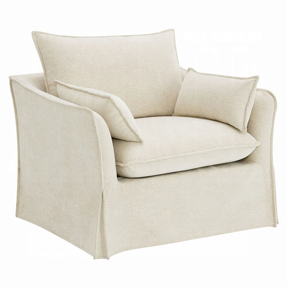 Shane Beige Linen Chair with 2 Pillows