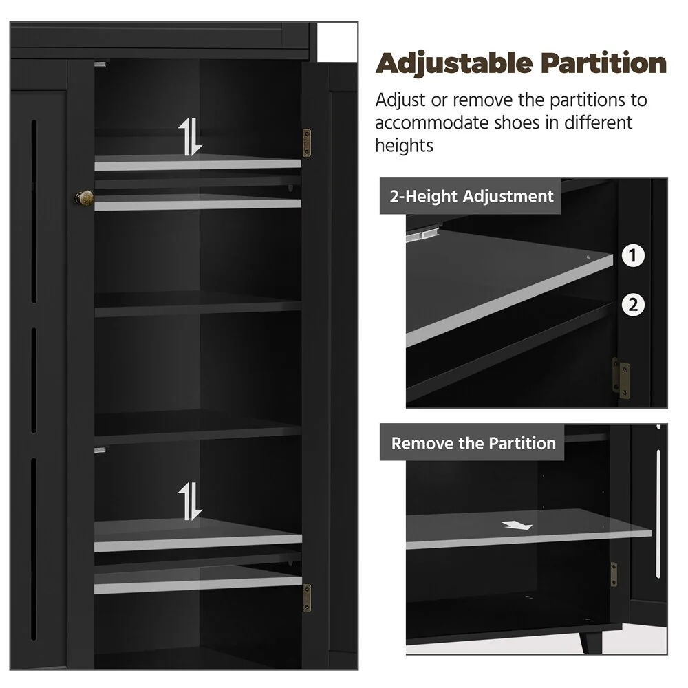 Yaheetech 5-Tier & 1 Drawer Shoe Storage Cabinet Closed Adjustable Shoes Rack - N/A