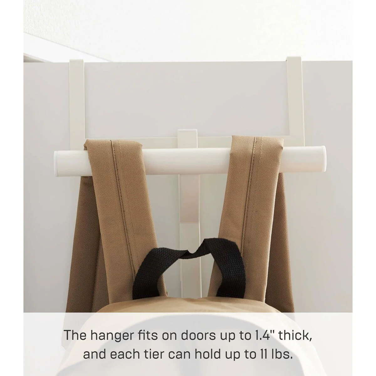 Yamazaki Home Over-the-Door Backpack Hanger, Steel, Holds 22 lbs - L 4.53 x W 10.43 x H 36.42 inches