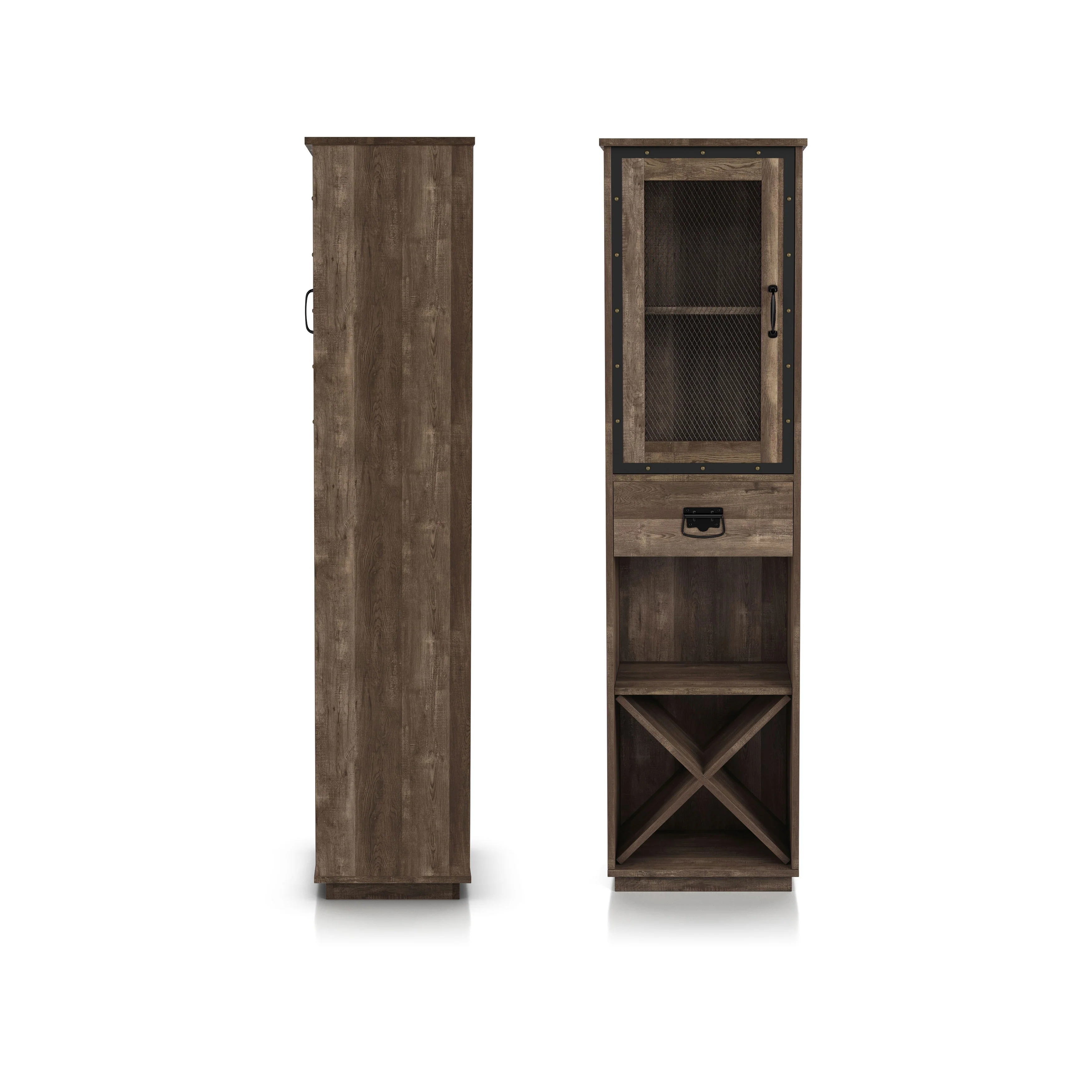 DH BASIC Industrial 3-shelf Tower Cabinet with Wine Bottle Storage by Denhour