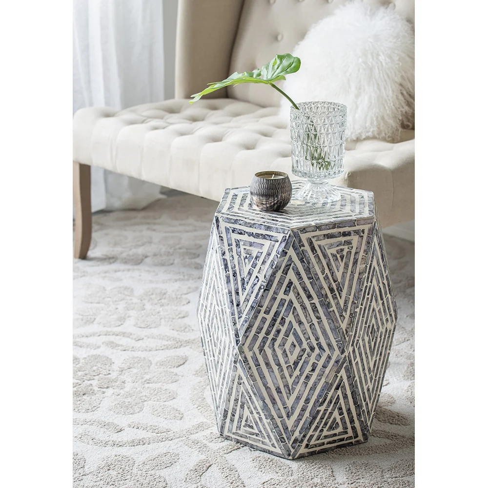 Capiz Hexagon Side Table