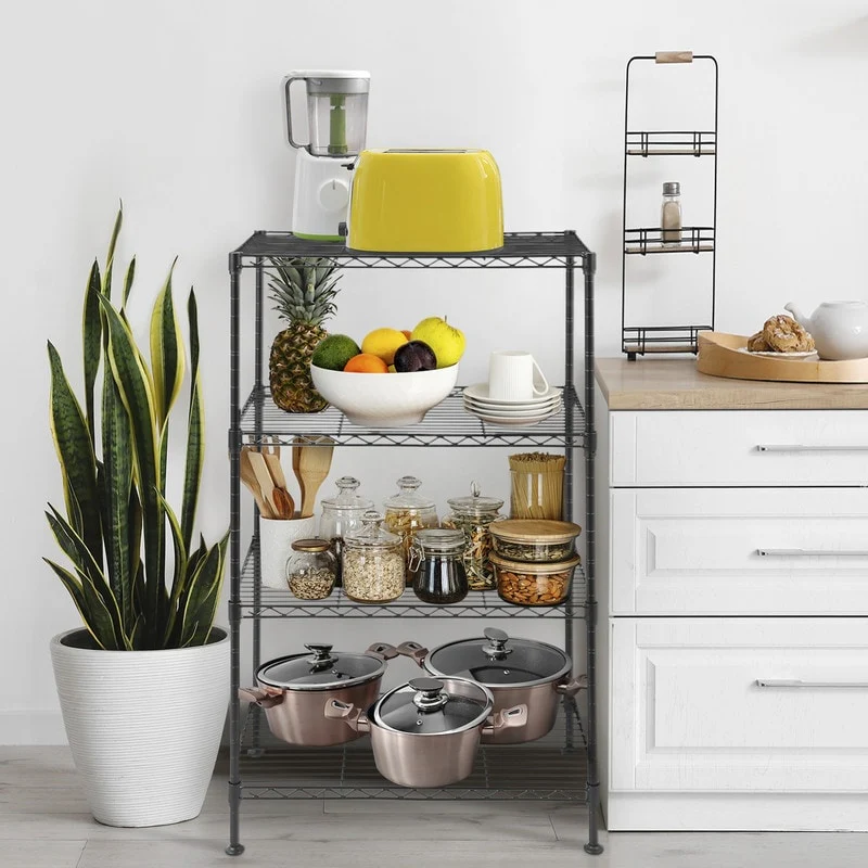 4-Tier Industrial Welded Wire Shelving Black