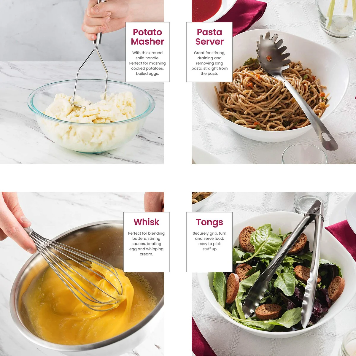 Stainless-Steel Kitchen Utensil Set - 10 Piece Set