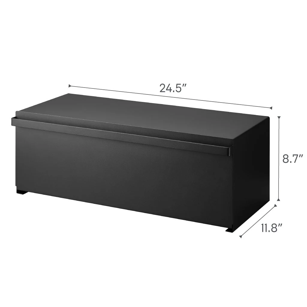Yamazaki Home Bread Box - Wide, Steel, 32L, Holds 22 lbs - L 11.81 x W 24.49 x H 8.66 inches