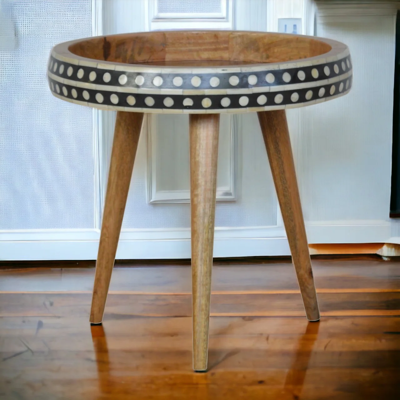 Solid Wood Small Dotted End Table