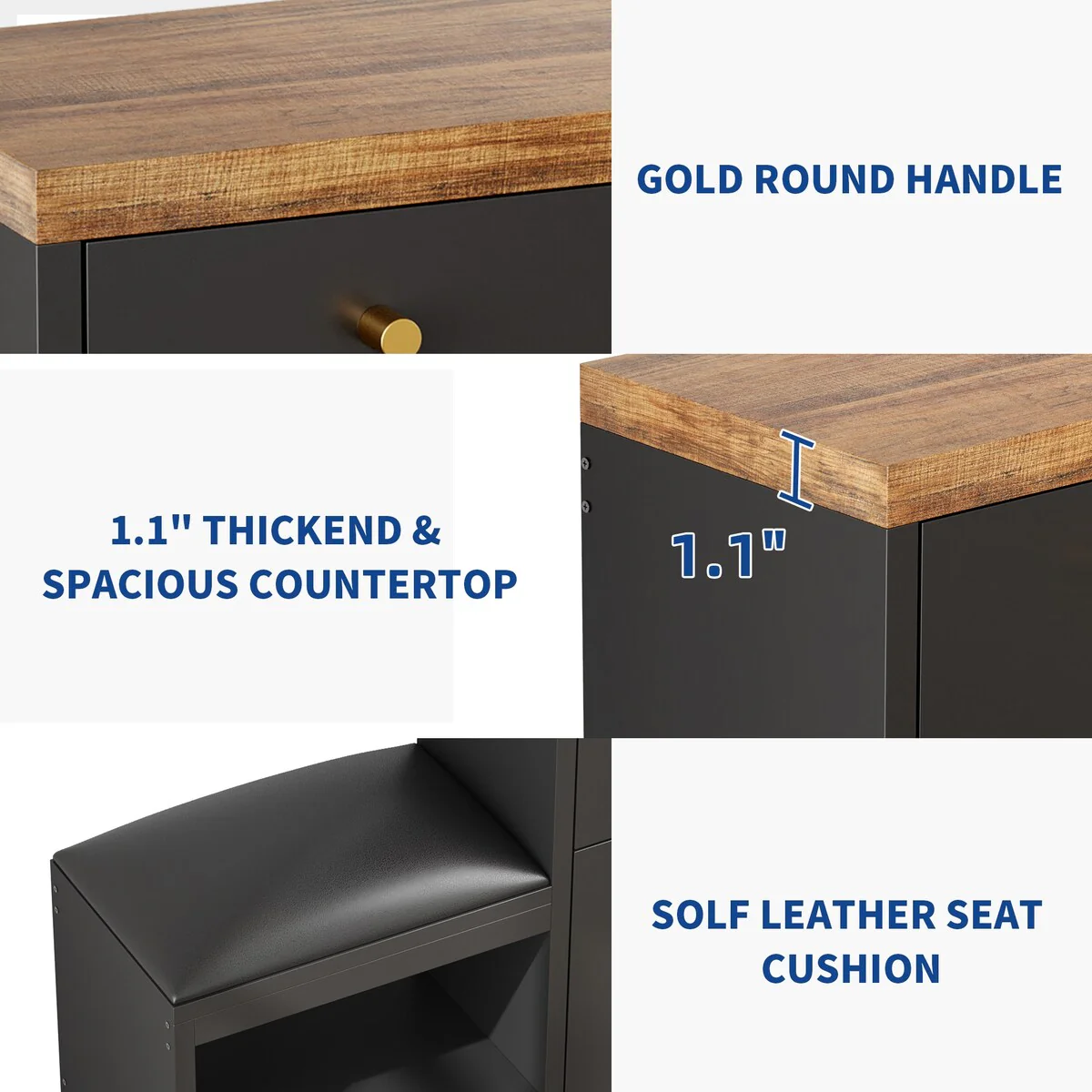 Moasis 3 Flip Drawers Shoe Storage Cabinet with Padded Seat Bench for Entryway