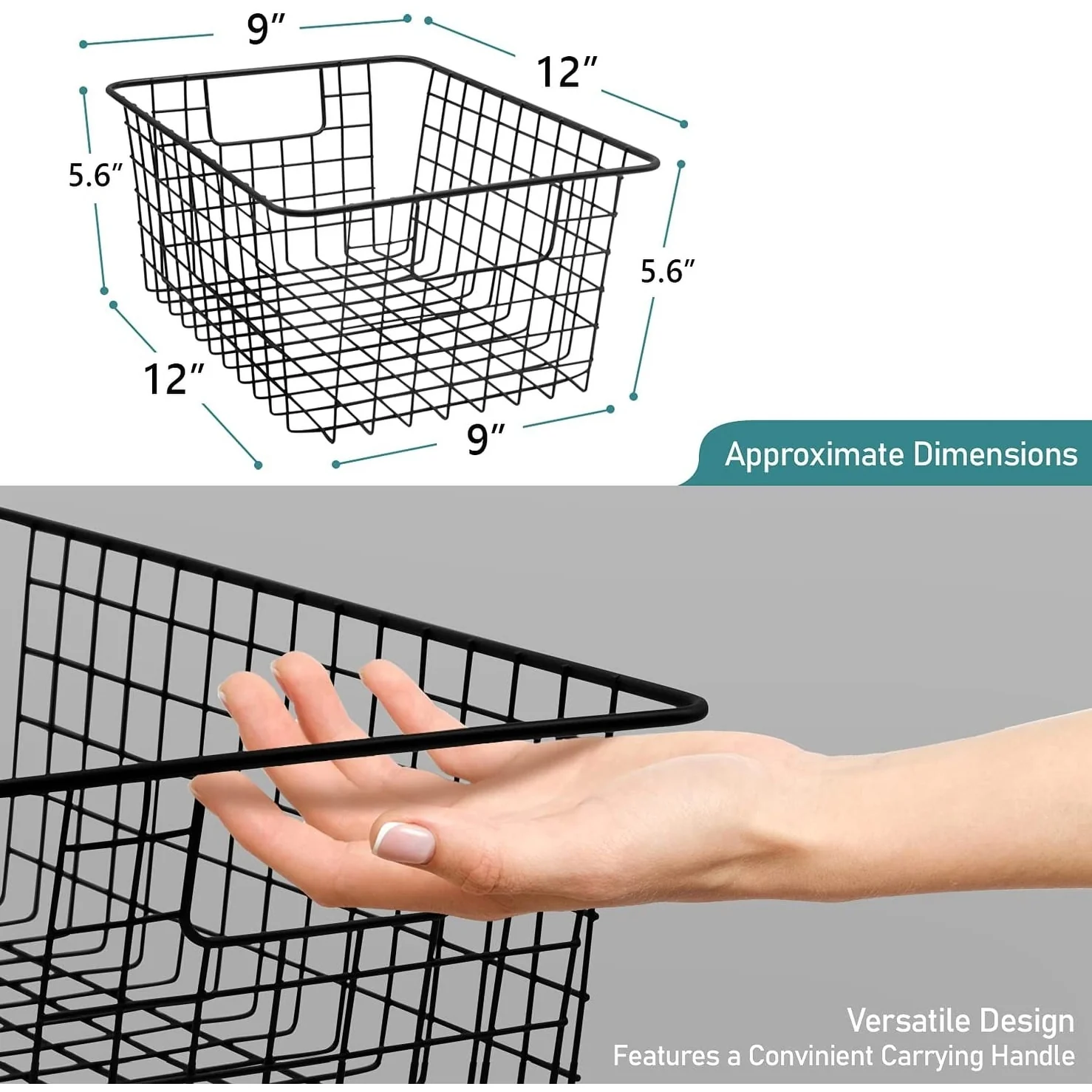Stackable Baskets Storage Bin Metal Wire Organizers Iron (2-Pack) - 2-Pack