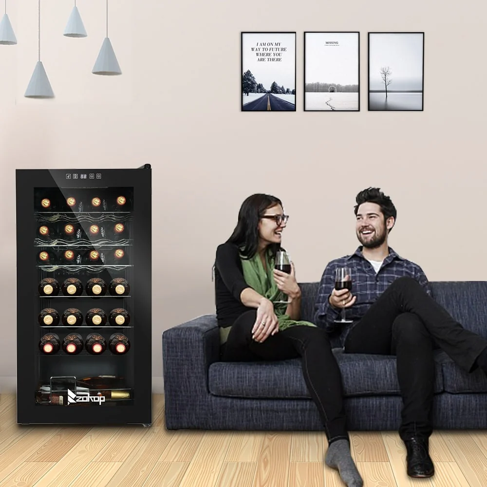 ZOKOP AC 115V /60Hz 1.8Cu.Ft/2.8Cu.Ft Compressor Wine Cabinet Wine Rack Black