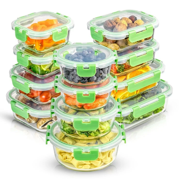 JoyFul 24 Piece Glass Food Storage Containers Set with Airtight Lids