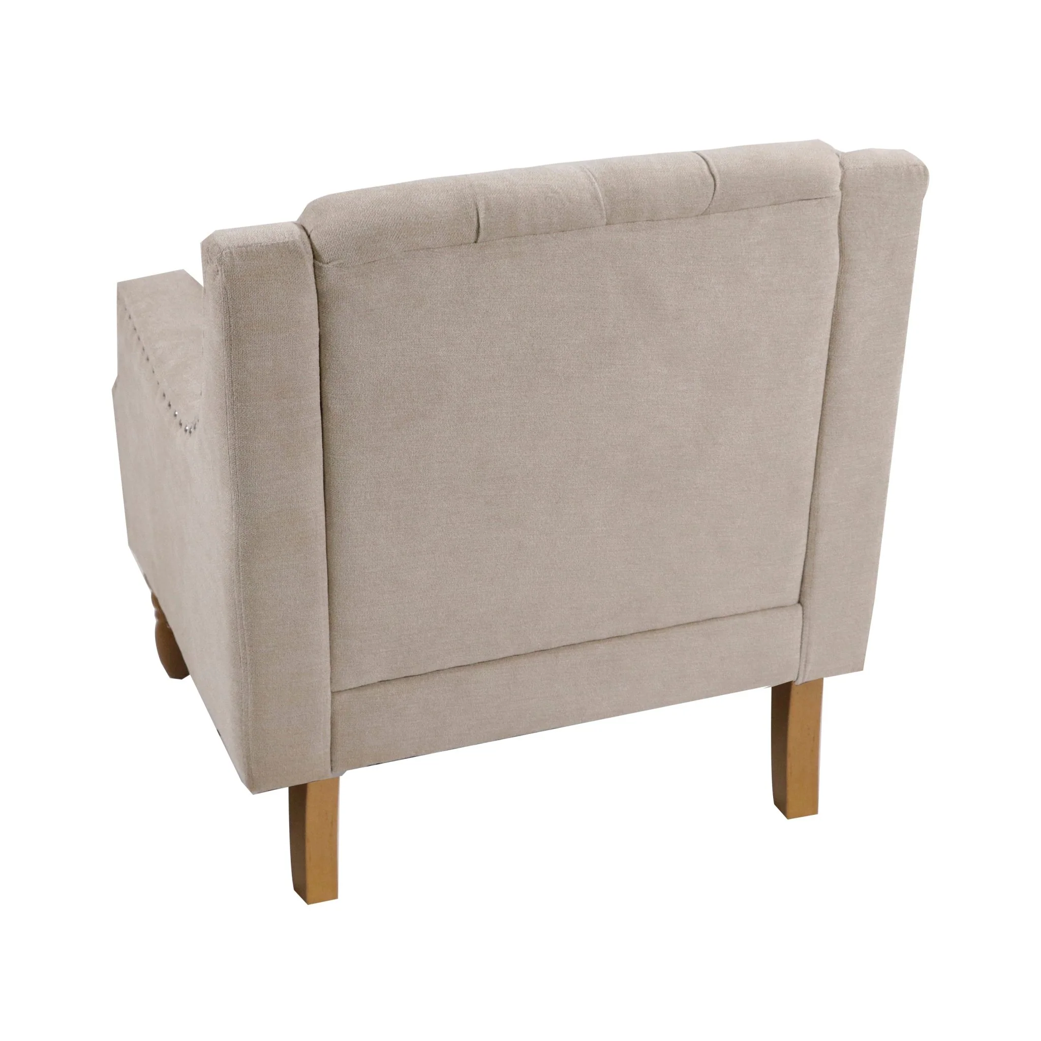 Caryl Button Tufted Upholstered Accent Chair with Recessed Arms and Nailhead Trim