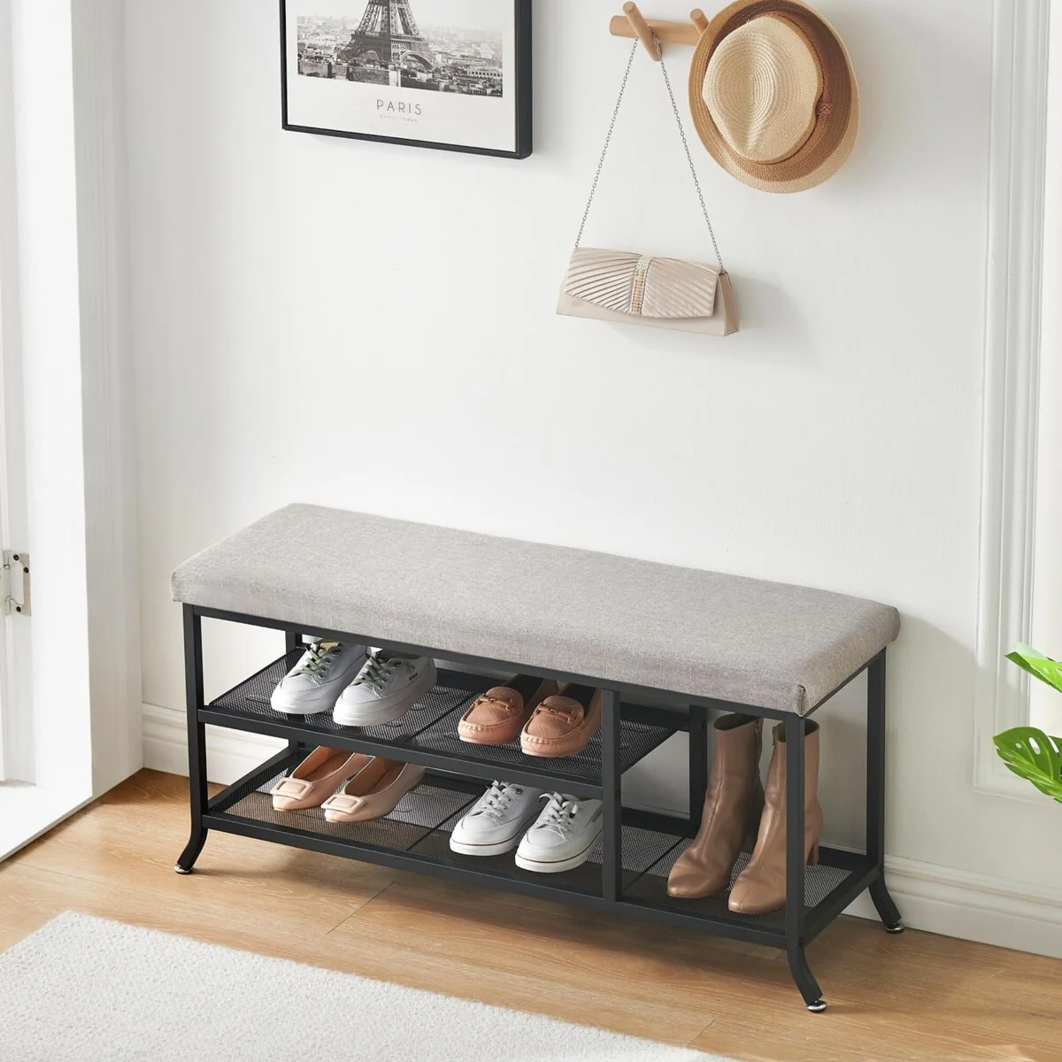 Shoe Bench, 2-Tier Rack for Entryway