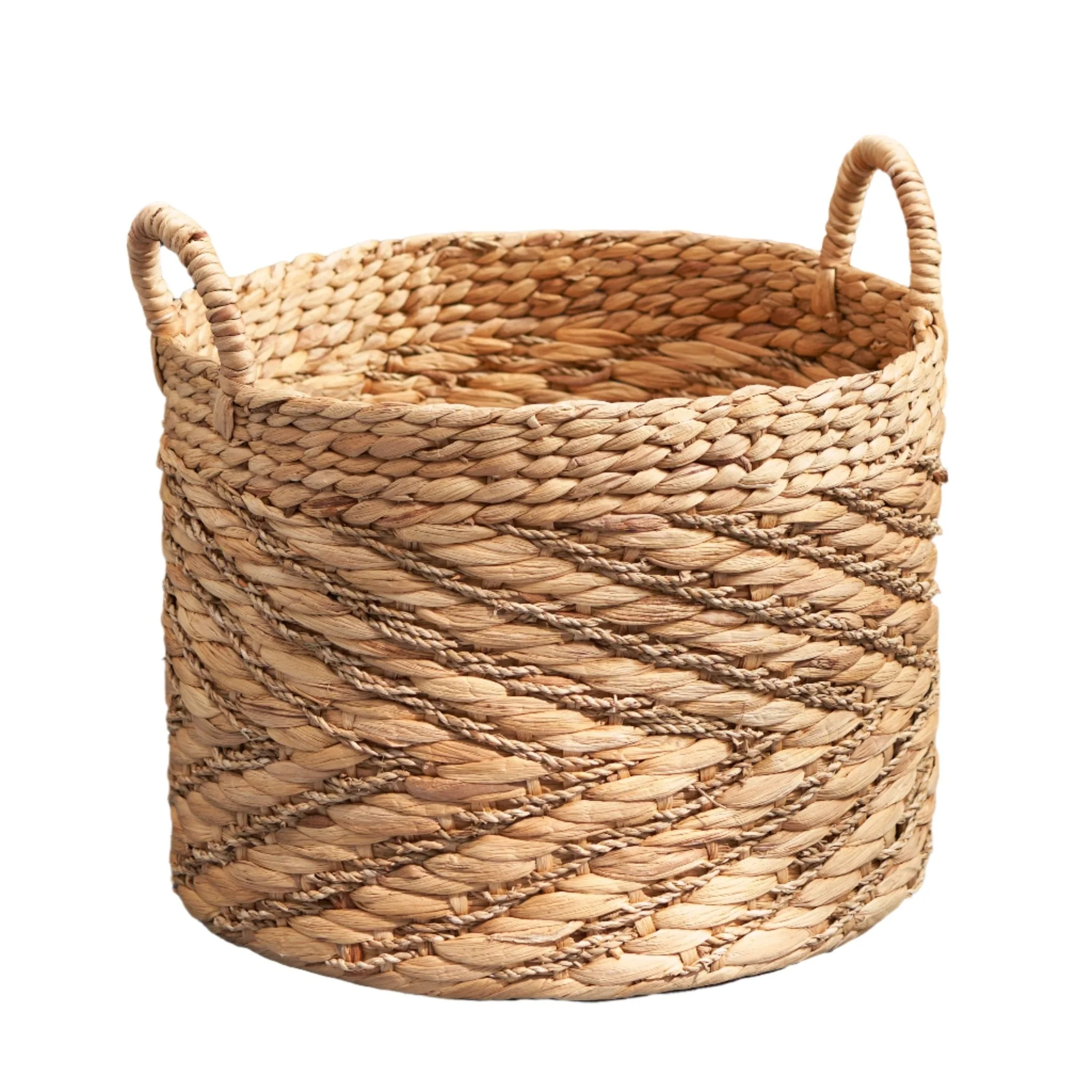Round Woven Storage Basket with Handles
