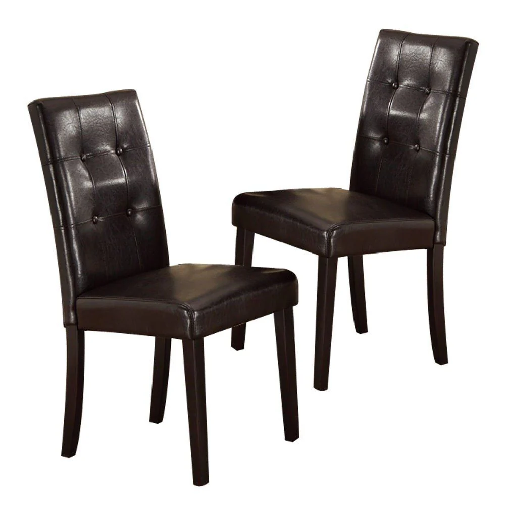 Upholstered Dining Chair with Tufted Back and Wood Legs, Set of 2