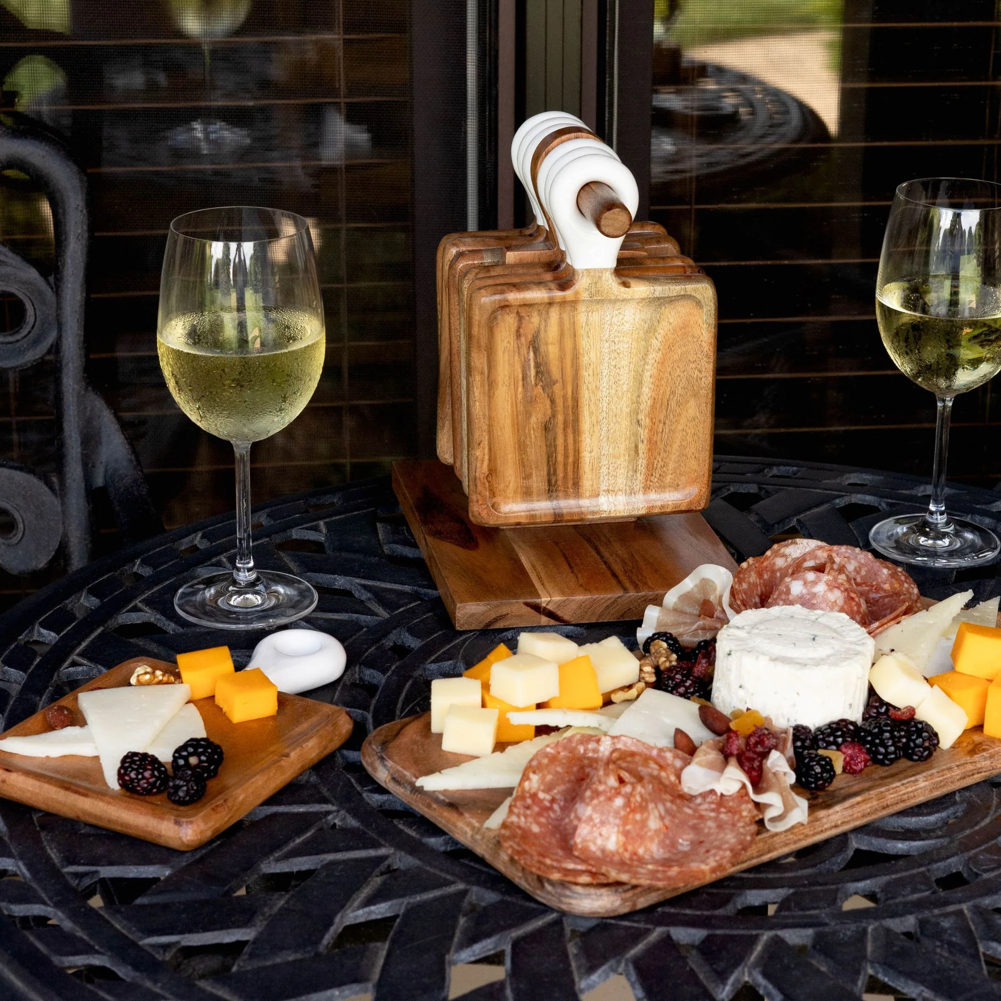 Jeanne Fitz Wood + White Collection Acacia Wood mini Charcuterie Board, Set of 8