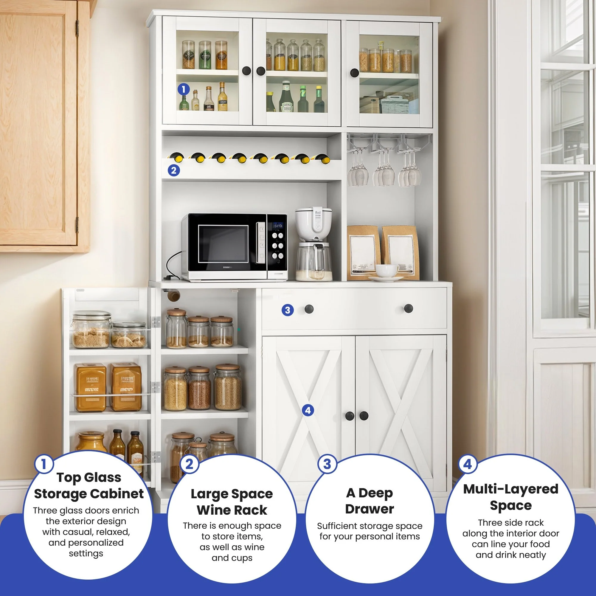 71'' Kitchen Pantry Storage Cabinet - 71