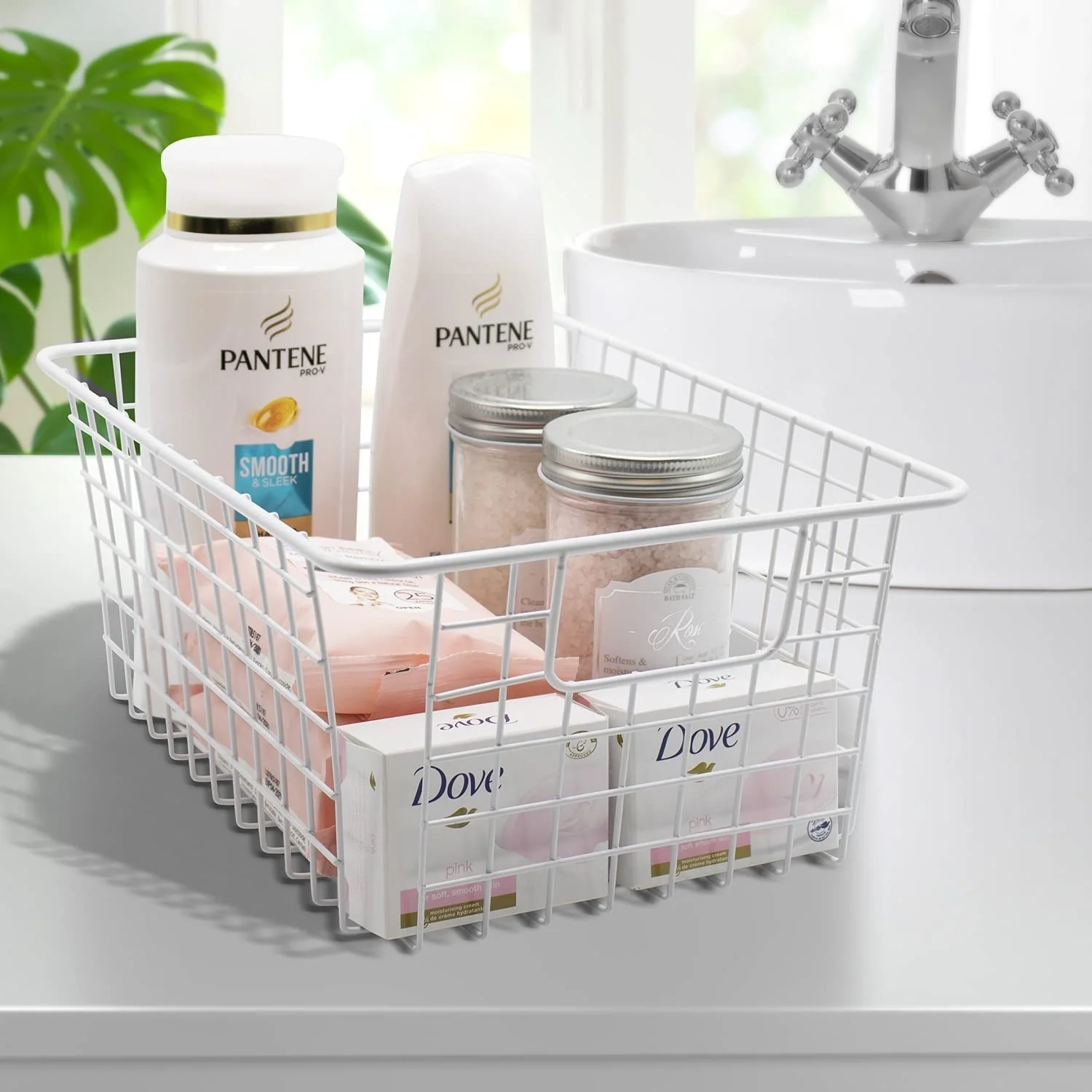 Stackable Baskets Storage Bin Metal Wire Organizers Iron (2-Pack) - 2-Pack