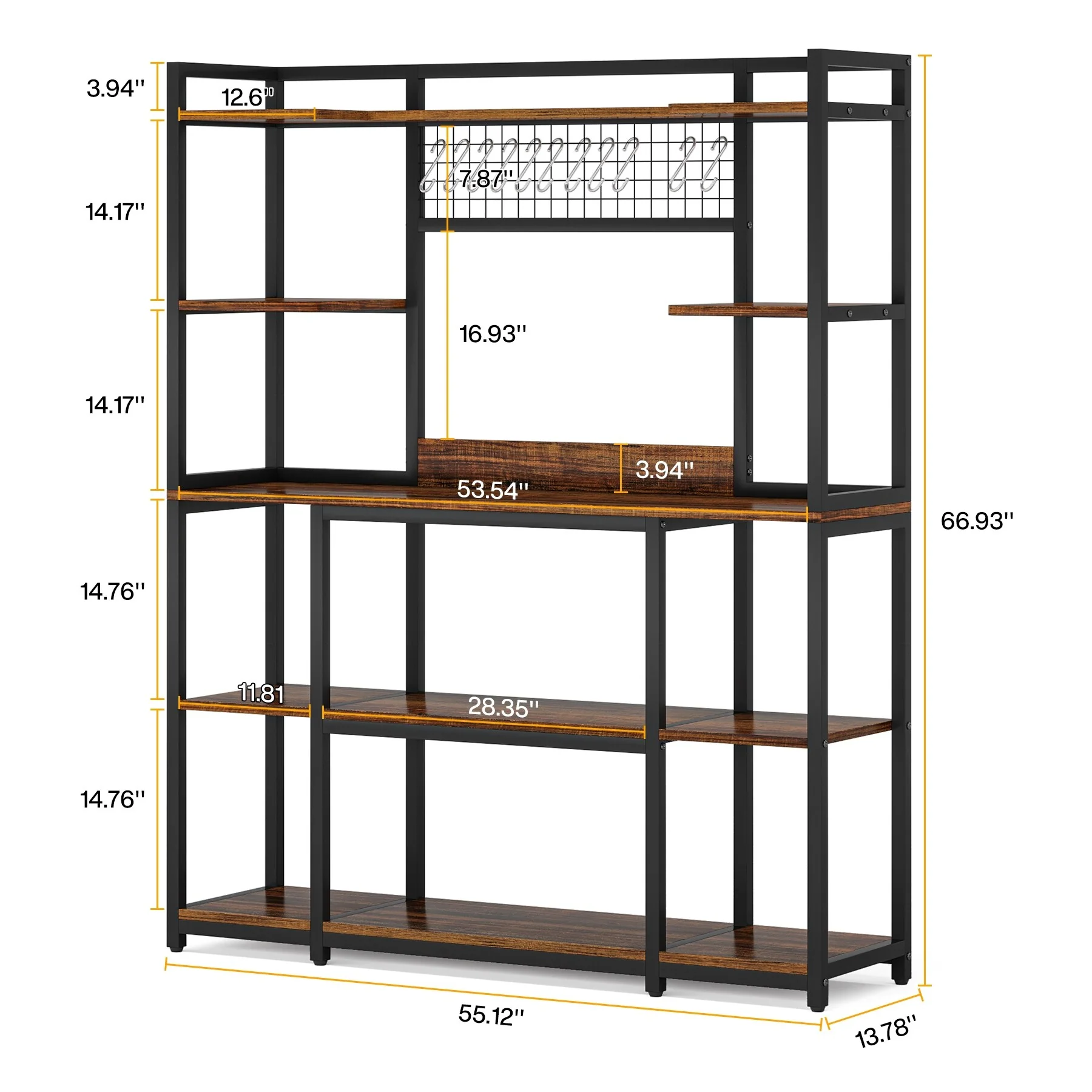 5-Tier Large Kitchen Bakers Rack, 55