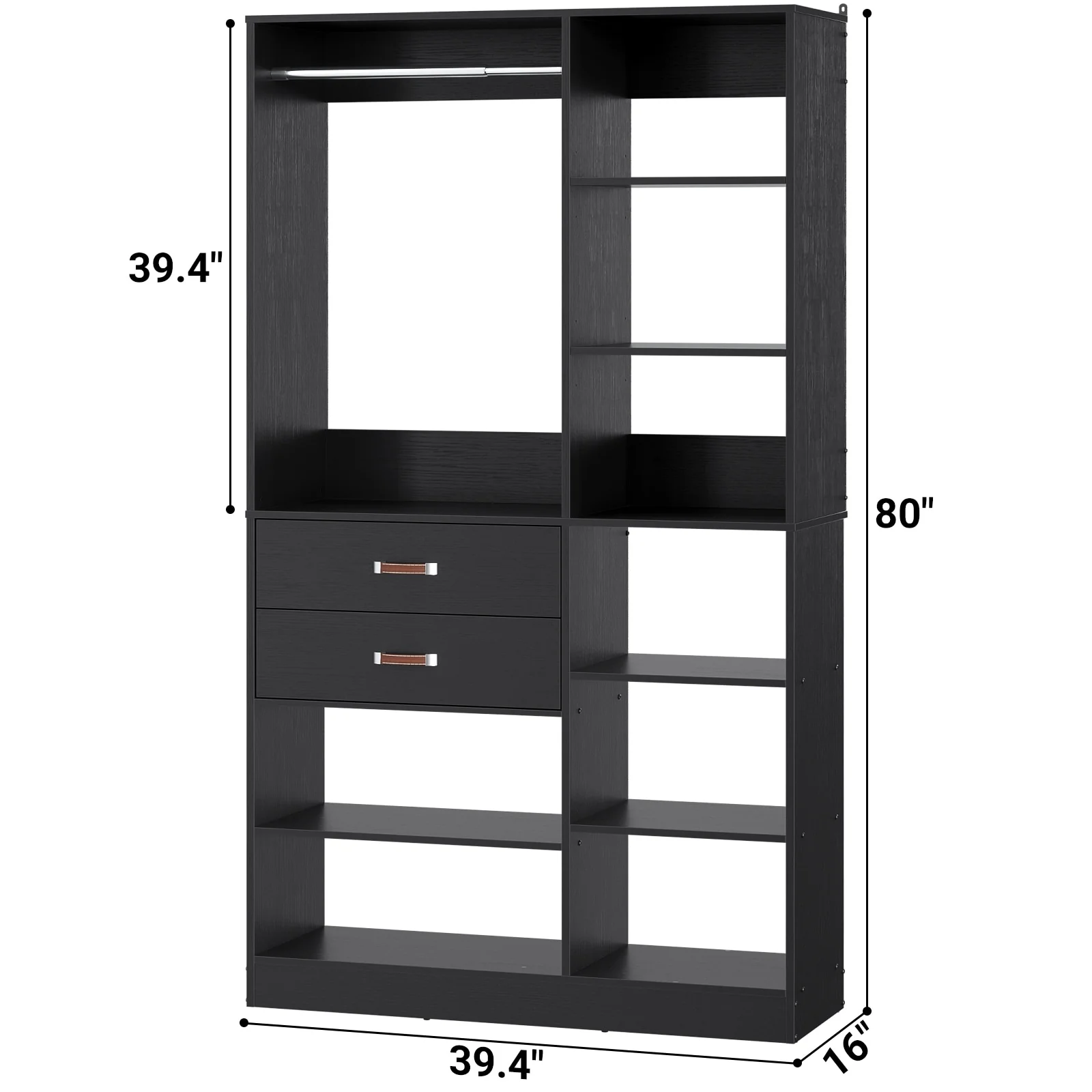 Vryon 40'' W Freestanding Closet System with 10 Storage Shelves and 2 Drawers and 1 Hanging Rods