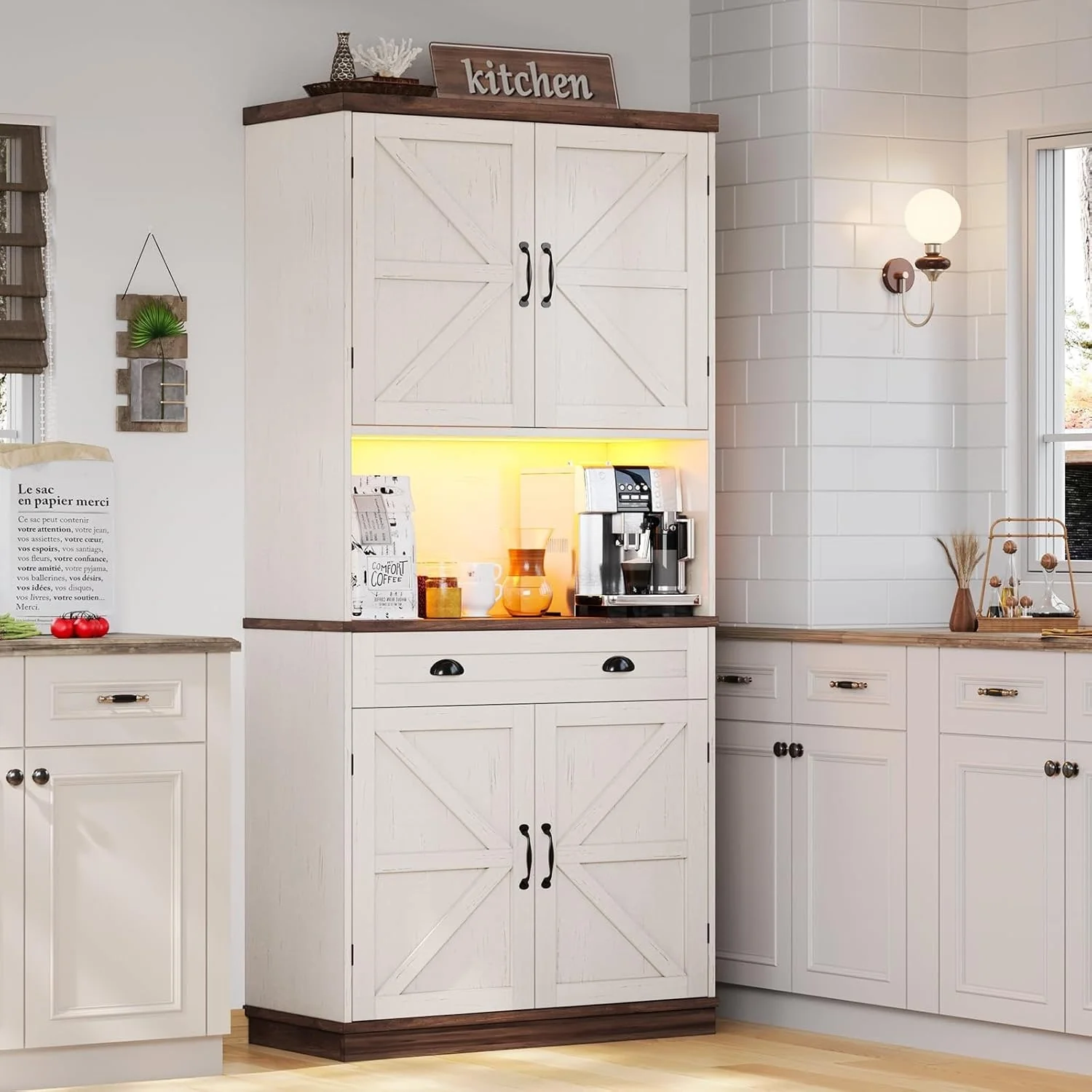 Farmhouse Kitchen Storage Cabinet Pantry Cabinet Home Bar