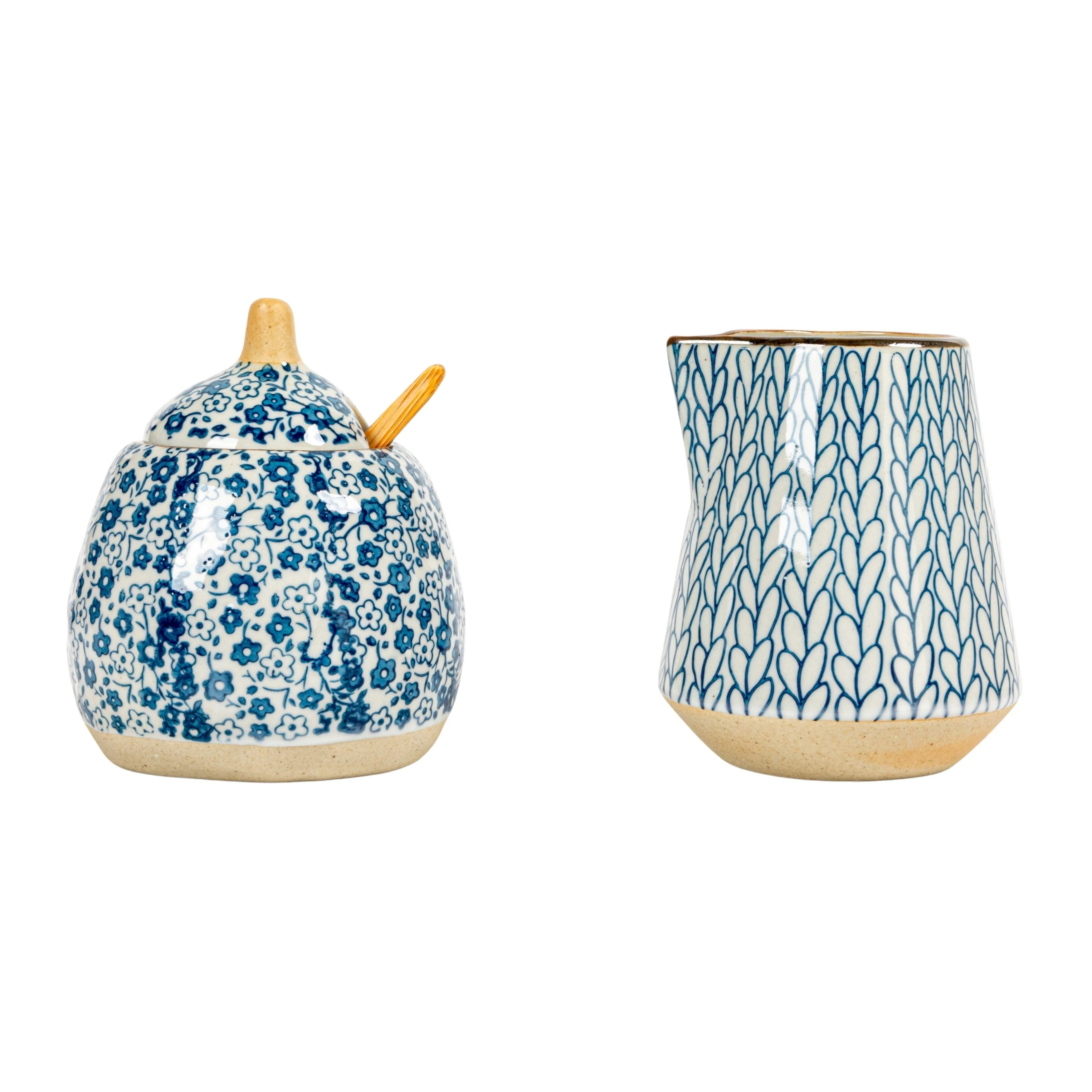 Hand-Painted Stoneware Sugar & Creamer (Set of 2 Pieces)