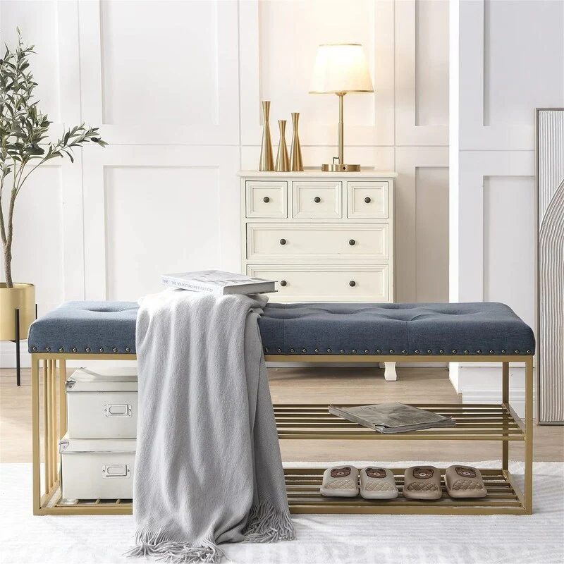 Linen Bench with Storage - 17