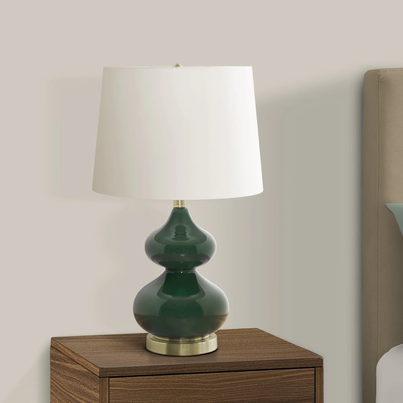 Gourd Table Lamp with Chic Cone Shaped Fabric Shade