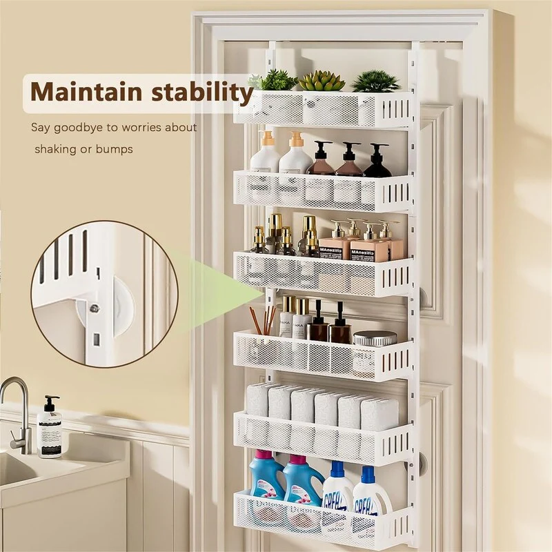 6Tier Over The Door Pantry Organizer with Mesh Baskets Adjustable