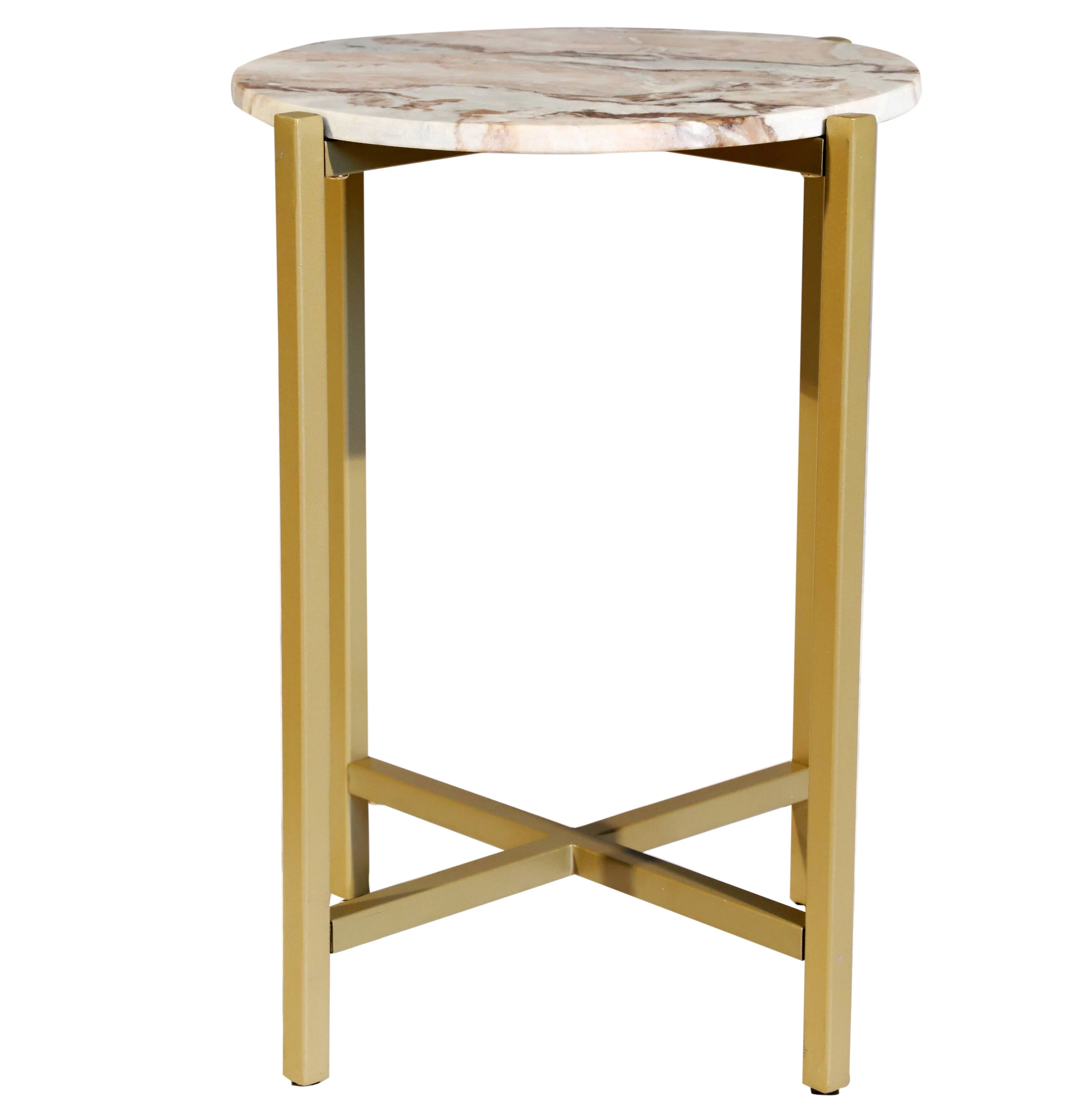 Marble Side Table For Living Room With Gold Metal Frame