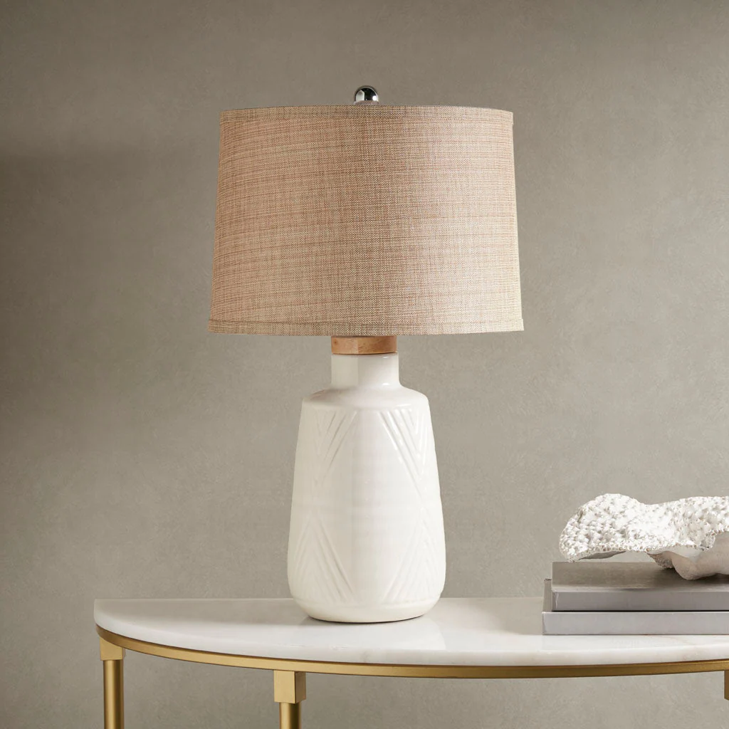 Table Lamp with Round Finial and Ceramic Base