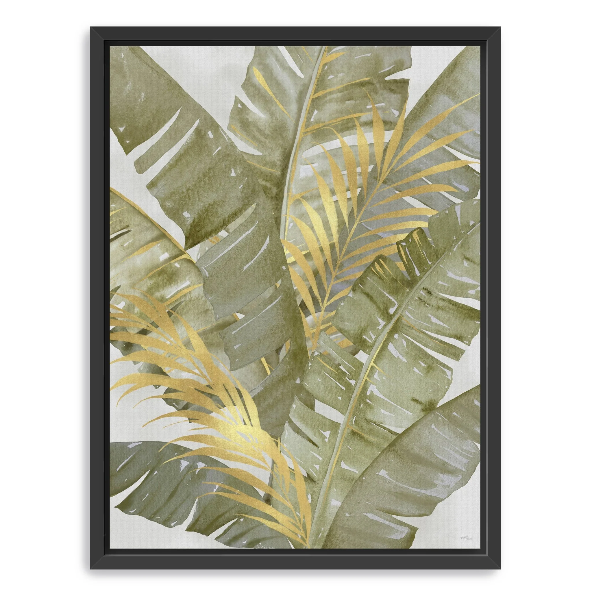 Touch Of Gold Banana Leaves II Canvas Giclee Wall Art