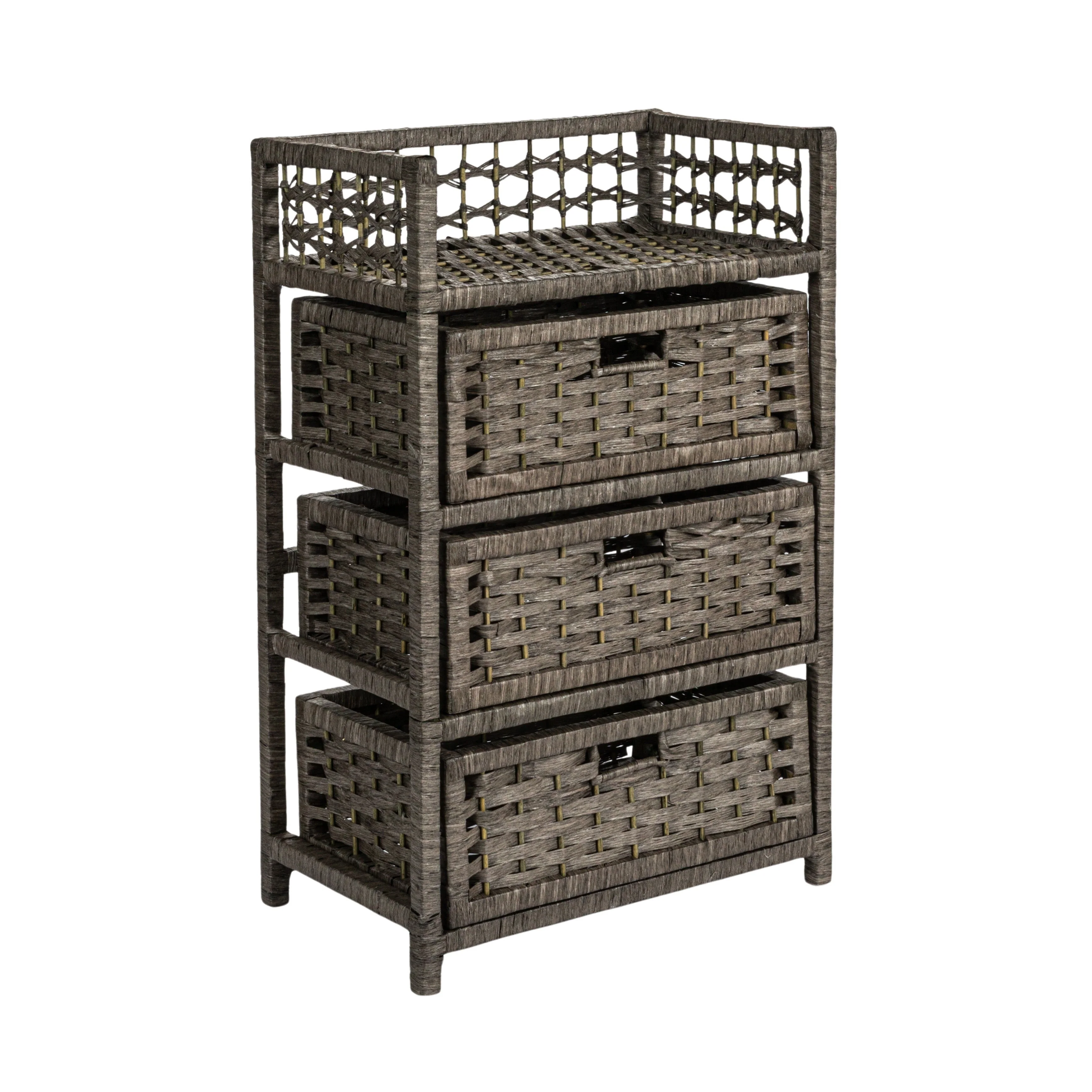 Household Essentials Woven 3 Drawer Chest with Cutout Handles