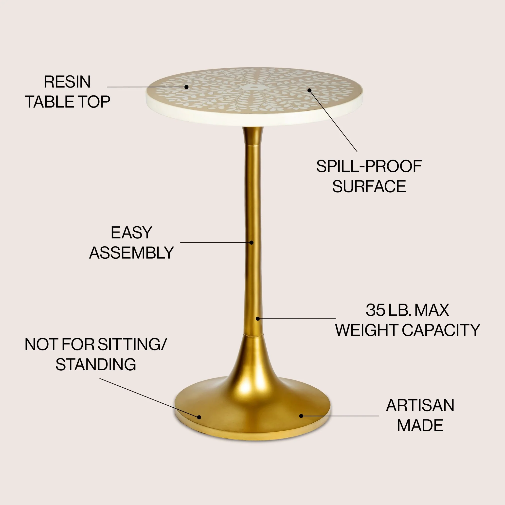 Nysha Modern Bohemian Metal/Resin Inlay Top End Table