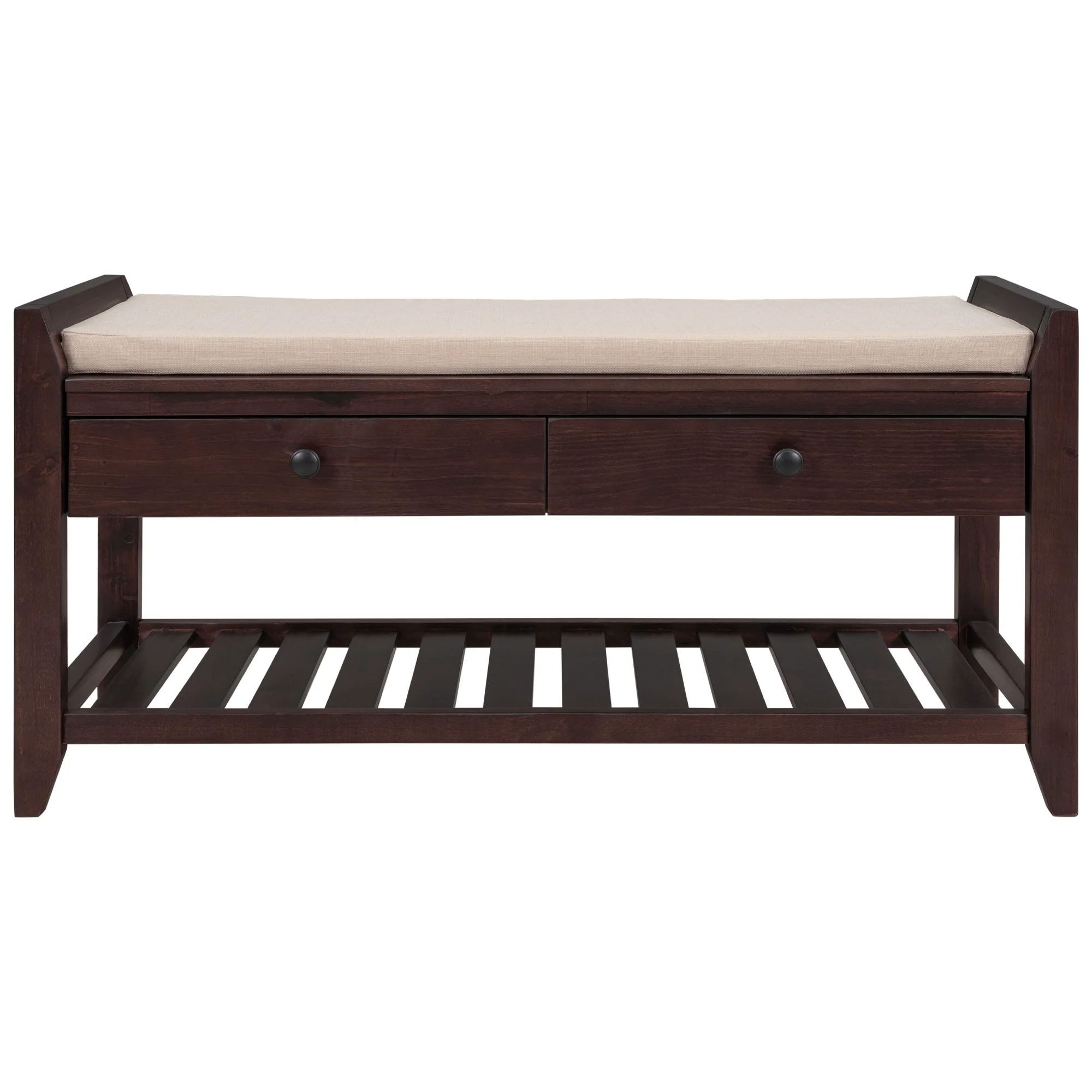 Multi-purpose Shoe Rack with Cushioned Seat and Drawers