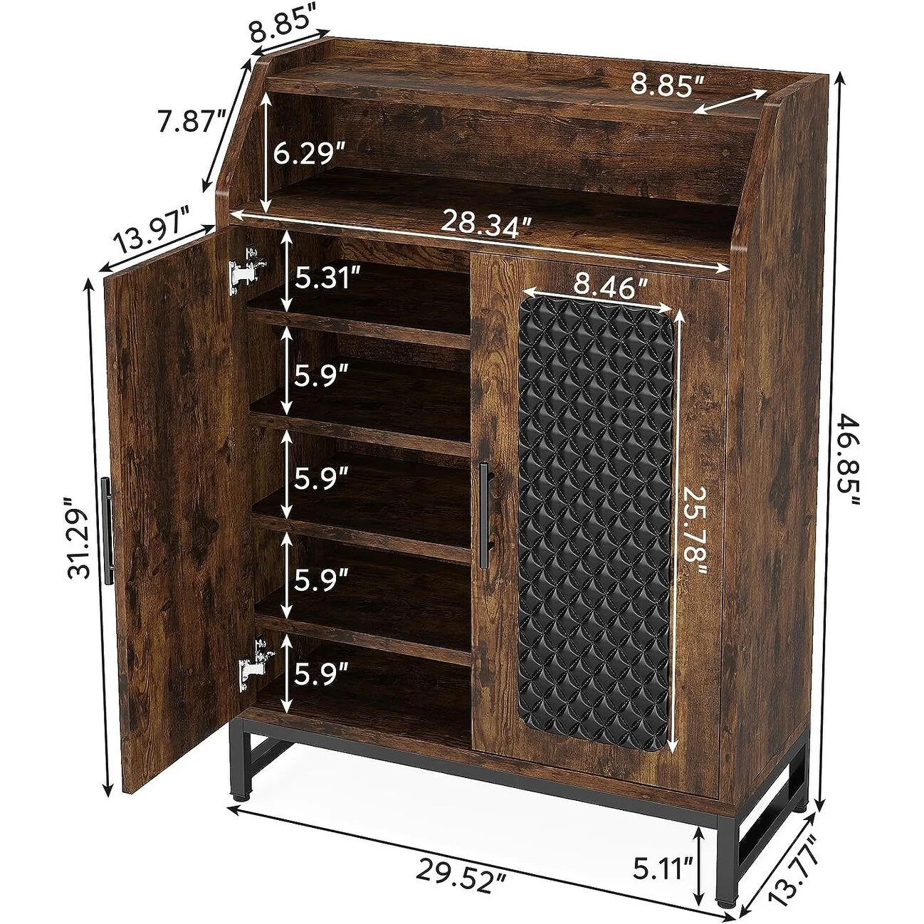 Shoe Cabinet with Doors, 20 Pairs Entryway Shoe Storage Cabinet - 7-tier