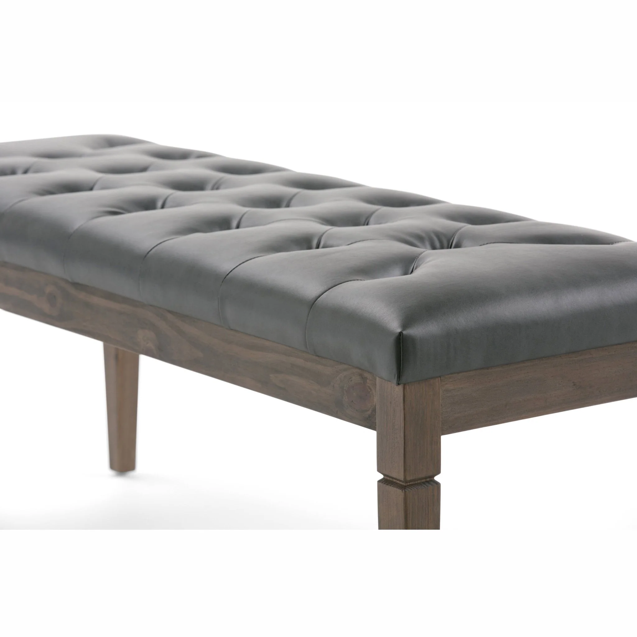 Hushed Upholstered Tufted Ottoman Bench with Carved Legs
