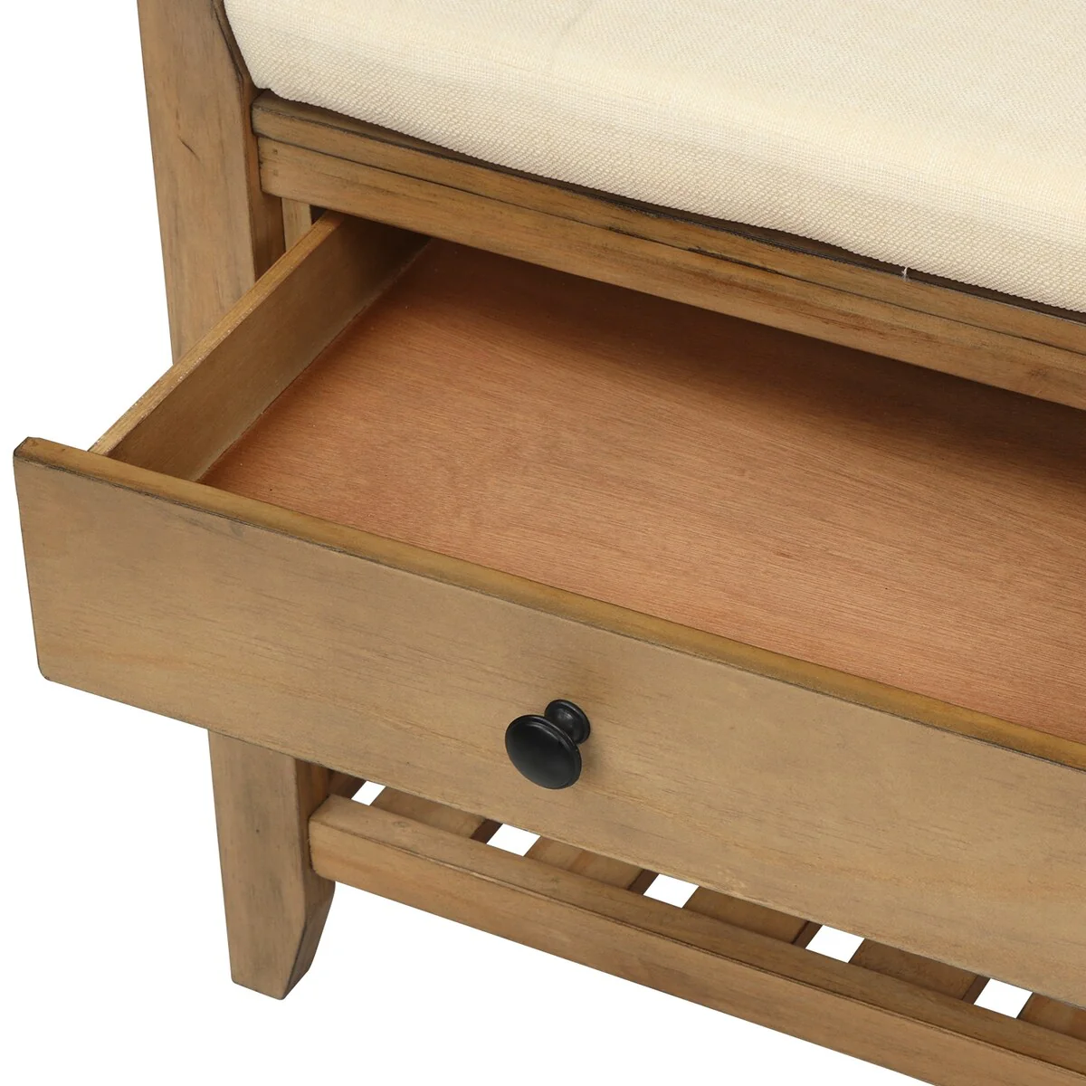 Entryway Storage Shoe Rack Bench with Cushioned Seat and Drawers