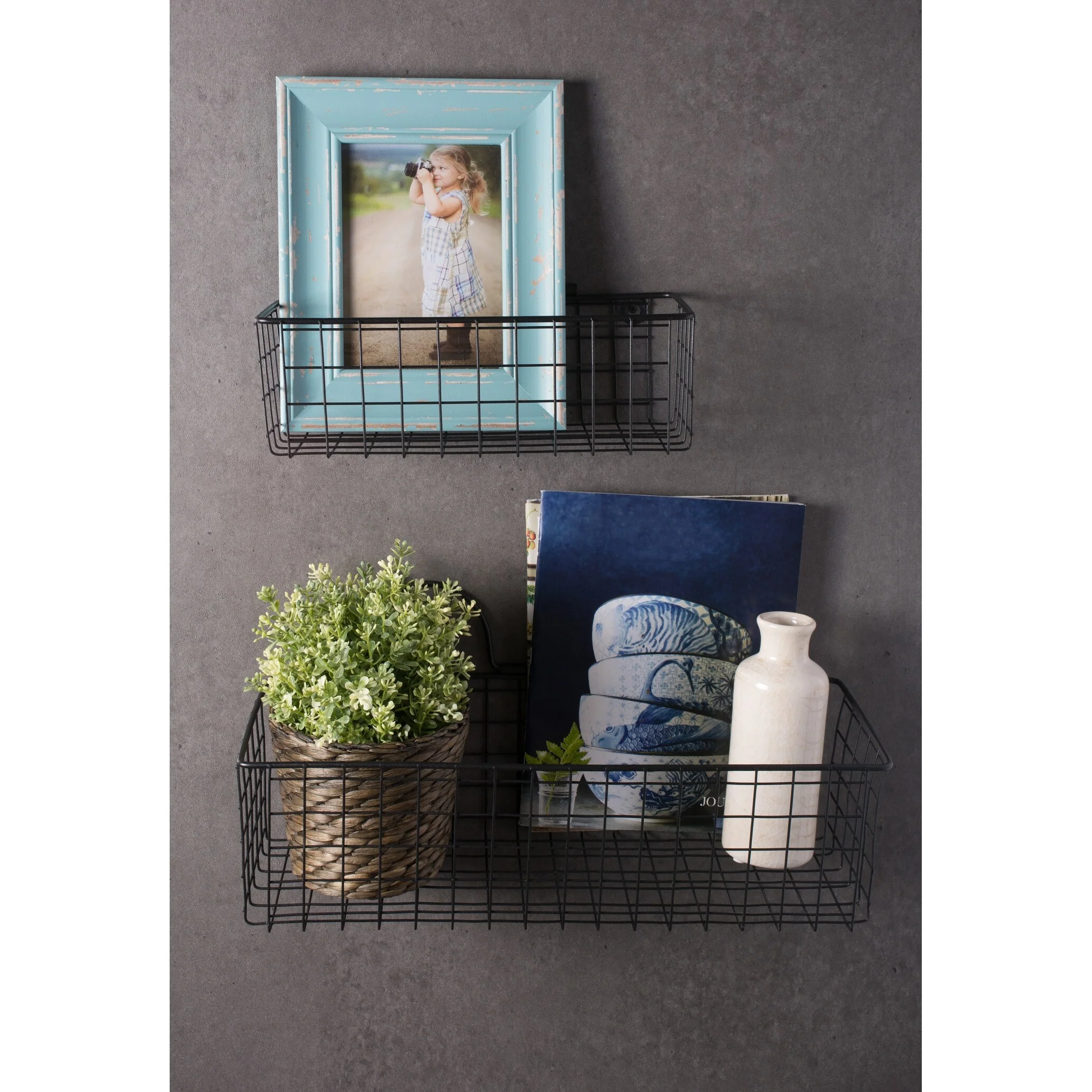DII Wire Wall Basket(Set of 2) Grey
