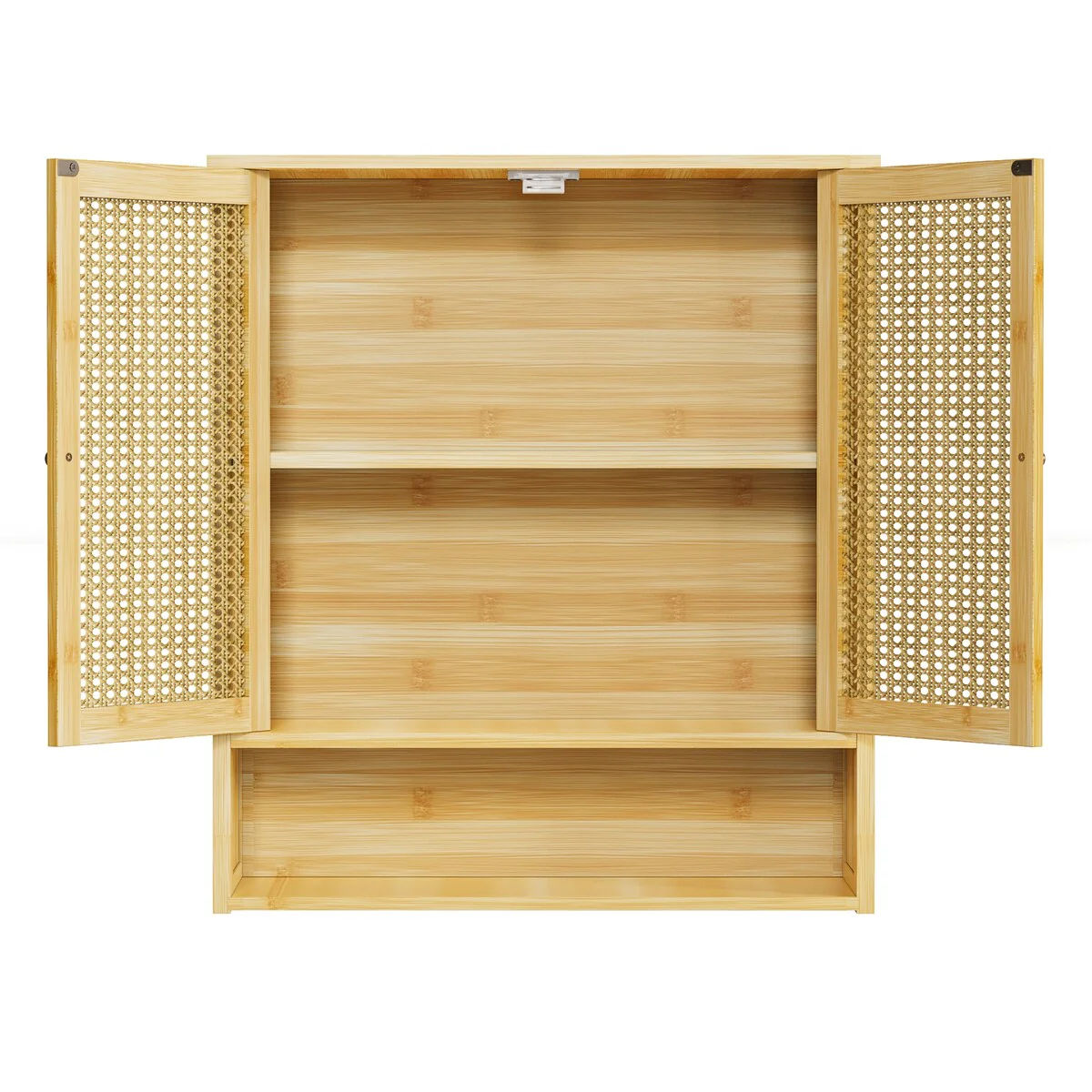 Bamboo Wall Mounted Cabinet Hanging Storage Cabinet with 3 Shelves
