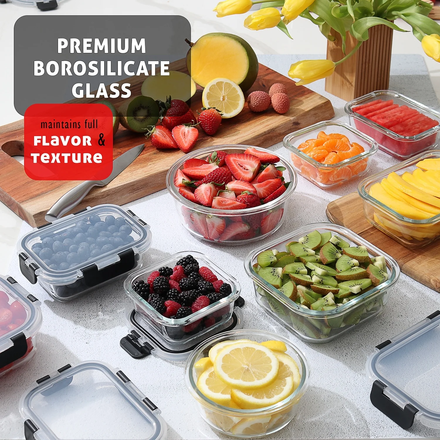 Eatex Glass Food Storage Containers with Lids