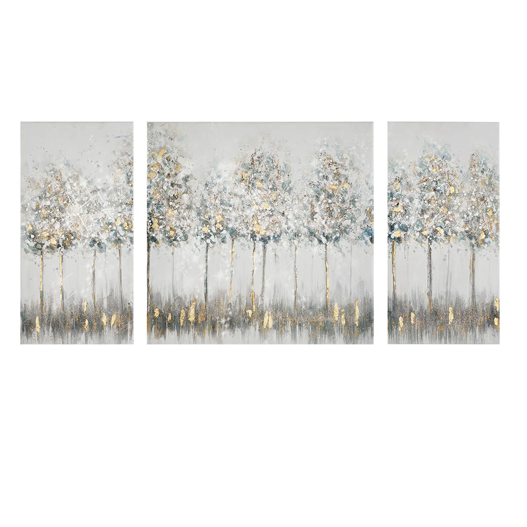 3-Piece Gold Foil Triptych Wall Art Set