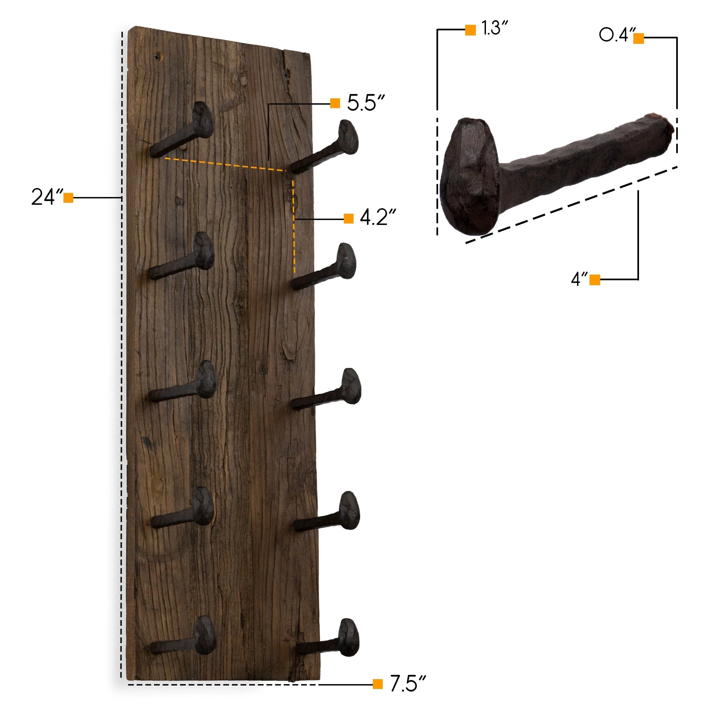 Rustic State 5 Bottle Wood Wall Mounted Wine Bottle Rack in Walnut