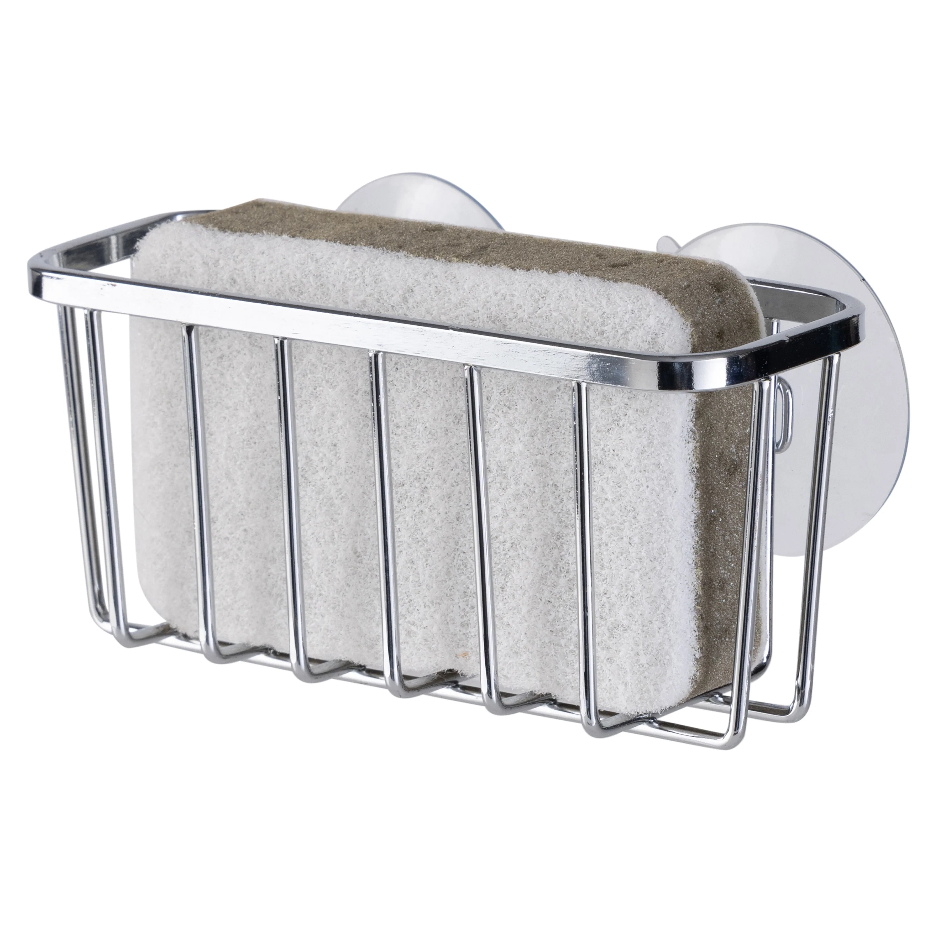 Simply Kitchen Details Silvertone Chrome Iron Suction-mount Sponge Holder - 5.5