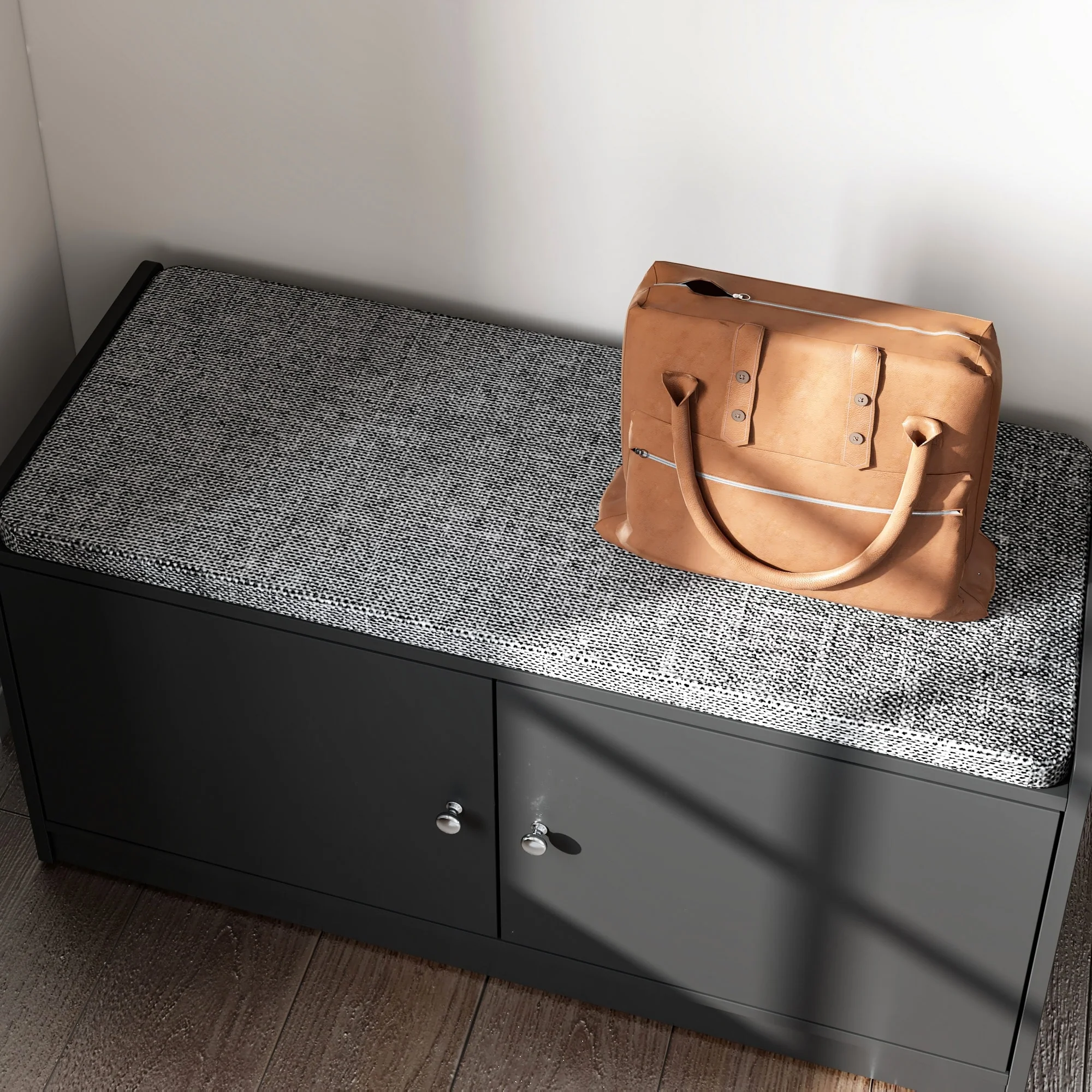 Hallway Shoes Storage Cabinet Bench with 2-Door & Padded Seat Cushion