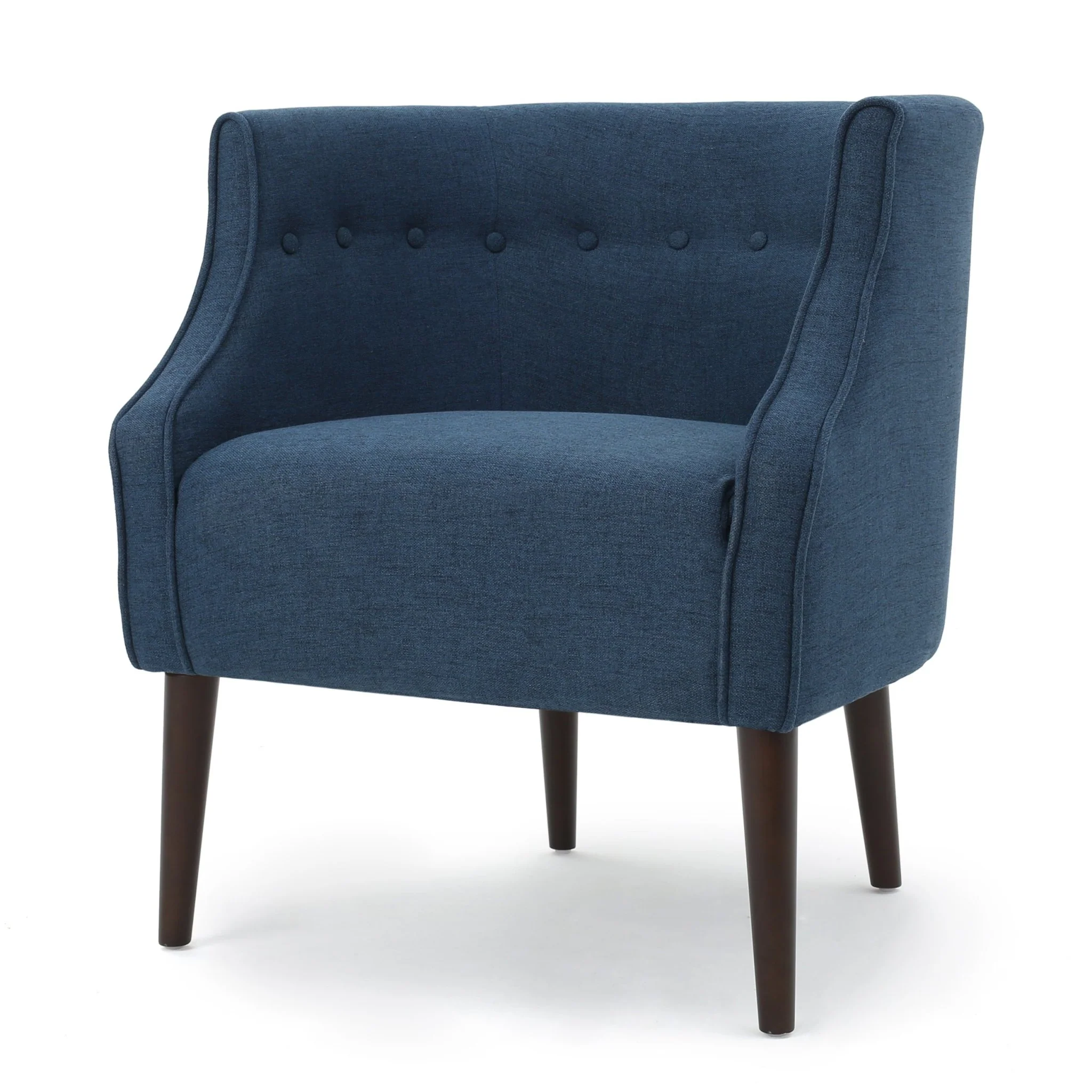Flutter Upholstered Club Chair with Button Tufting and Tapered Wood Legs