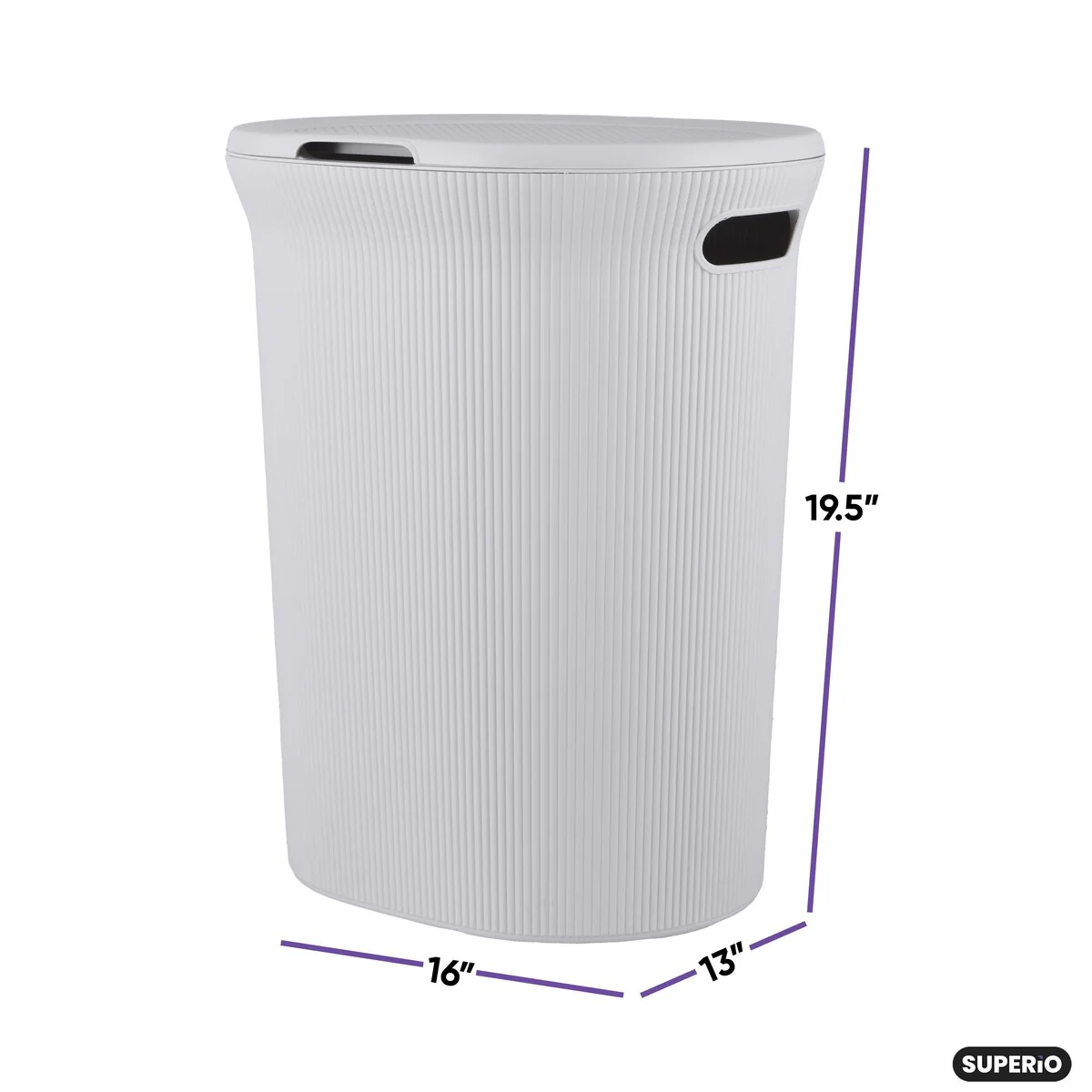 Superio 40 L Ribbed Laundry Hamper with Lid - Capacity: 40l