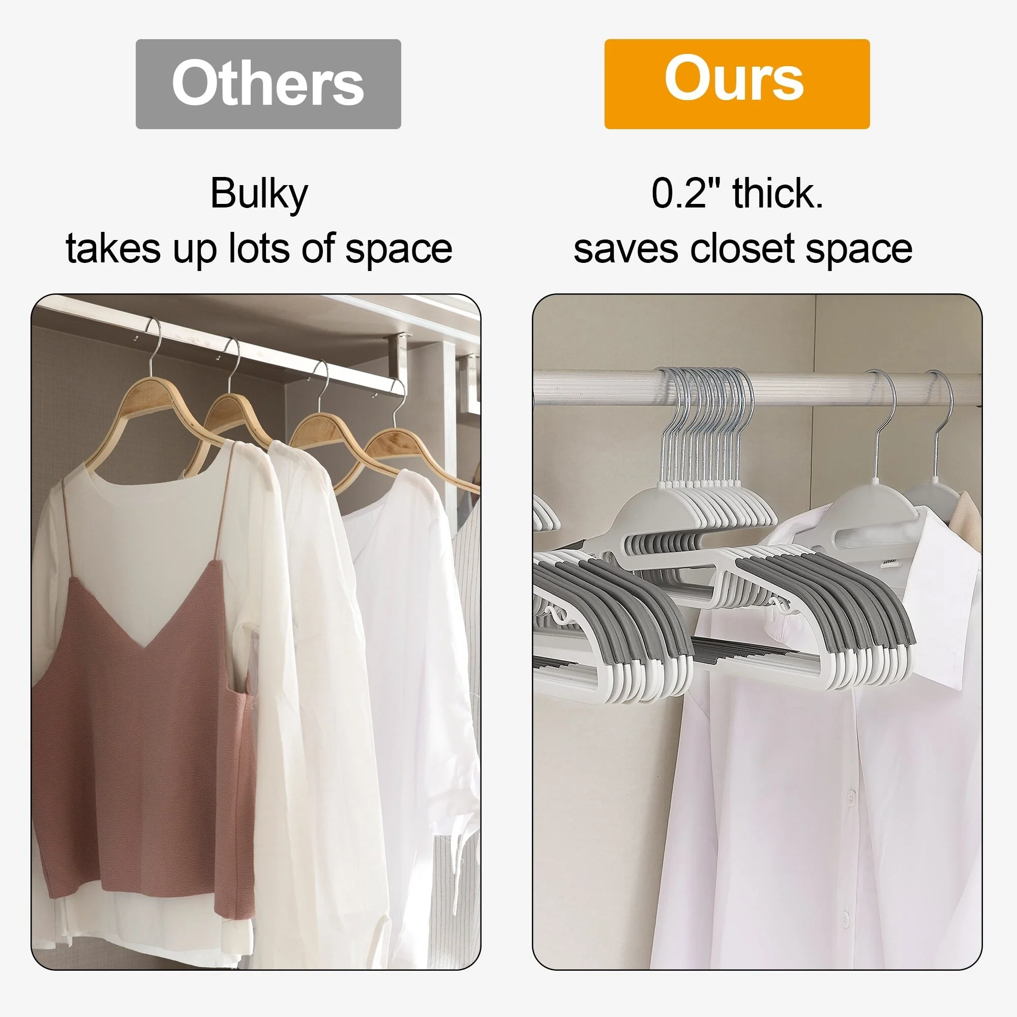 Non-Slip Plastic Clothes Hangers with clips Heavy Duty Dry Wet Clothes Hangers Space-Saving Swivel Hook