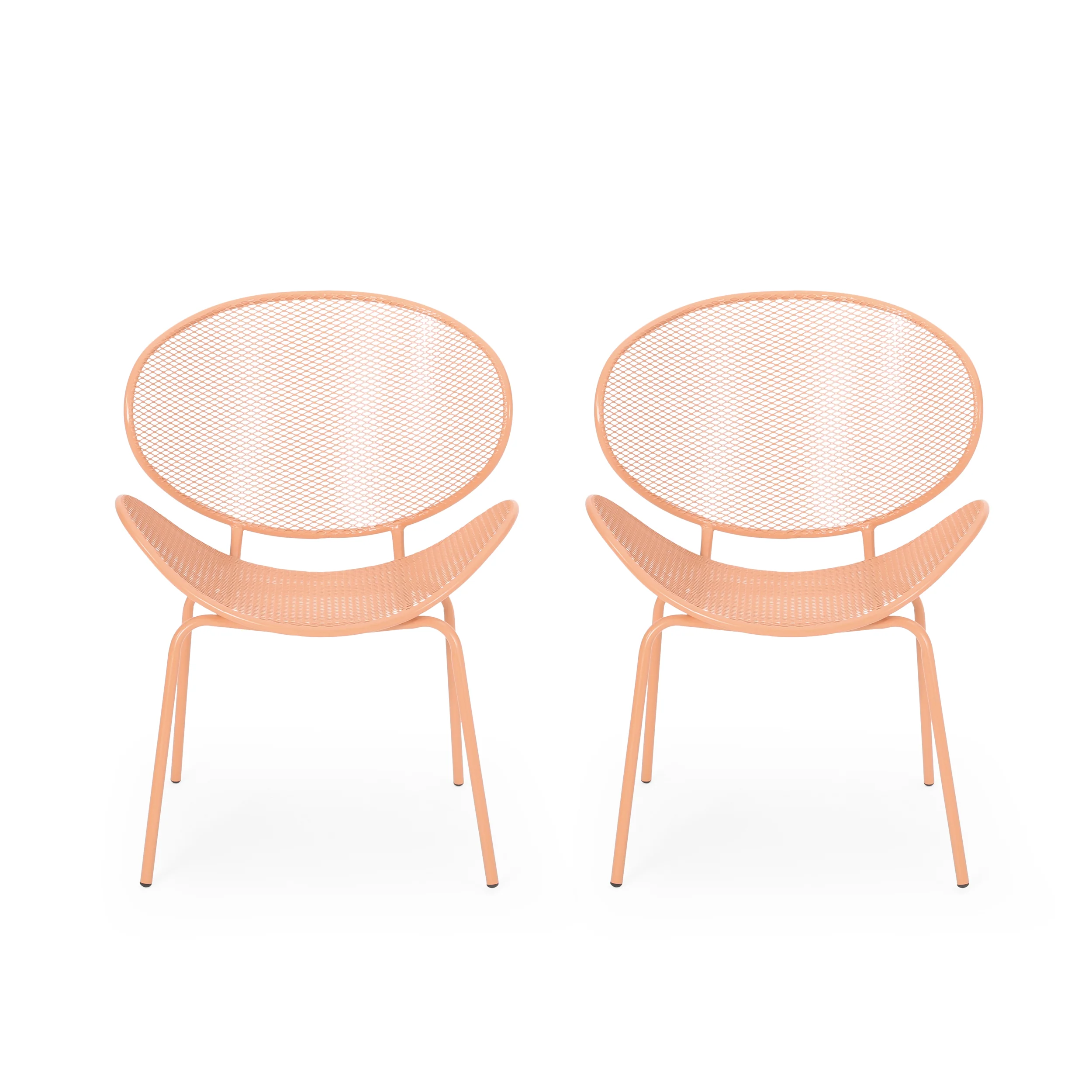 Outdoor Iron Chair with Tapered Legs and Wing Design, Set of 2
