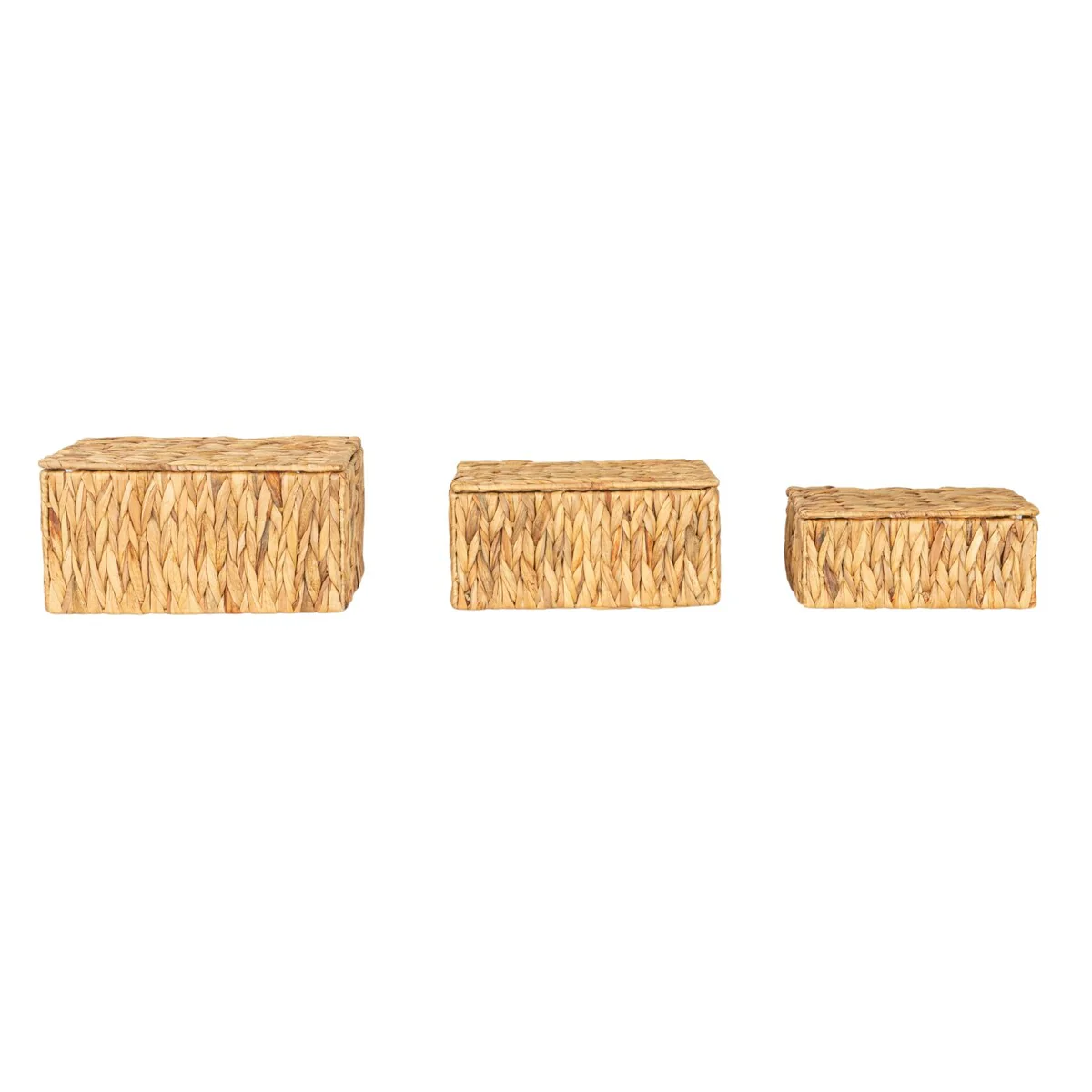 Household Essentials Water Hyacinth Nesting Basket Set with Lid, Set of 3 - 14.2